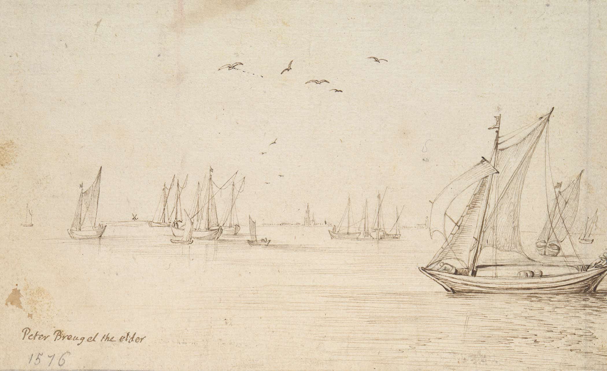 Sailboats A City In The Distance by Jan Brueghel The Elder - Image 2