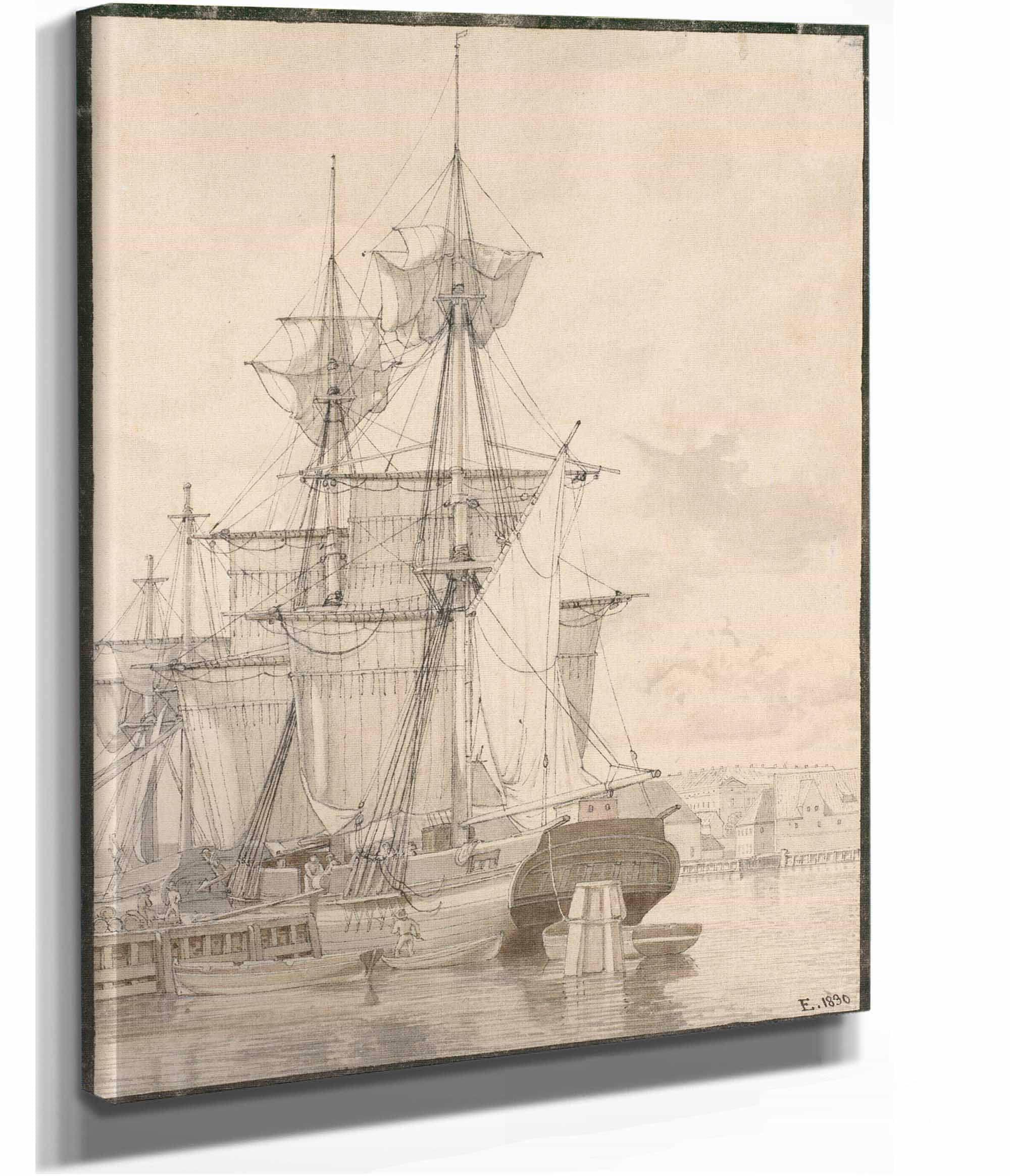 Sailing Vessels At Wilders Plads Copenhagen by Christoffer Wilhelm Eckersberg - Image 2
