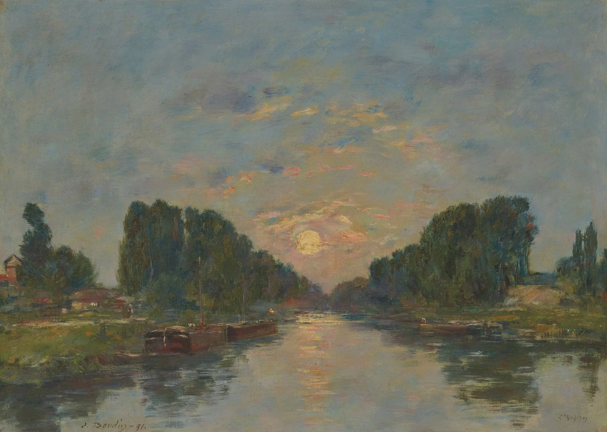 Saint Valery Sur Somme Effet De Lune Sur Le Canal by Eugene Boudin - Image 2