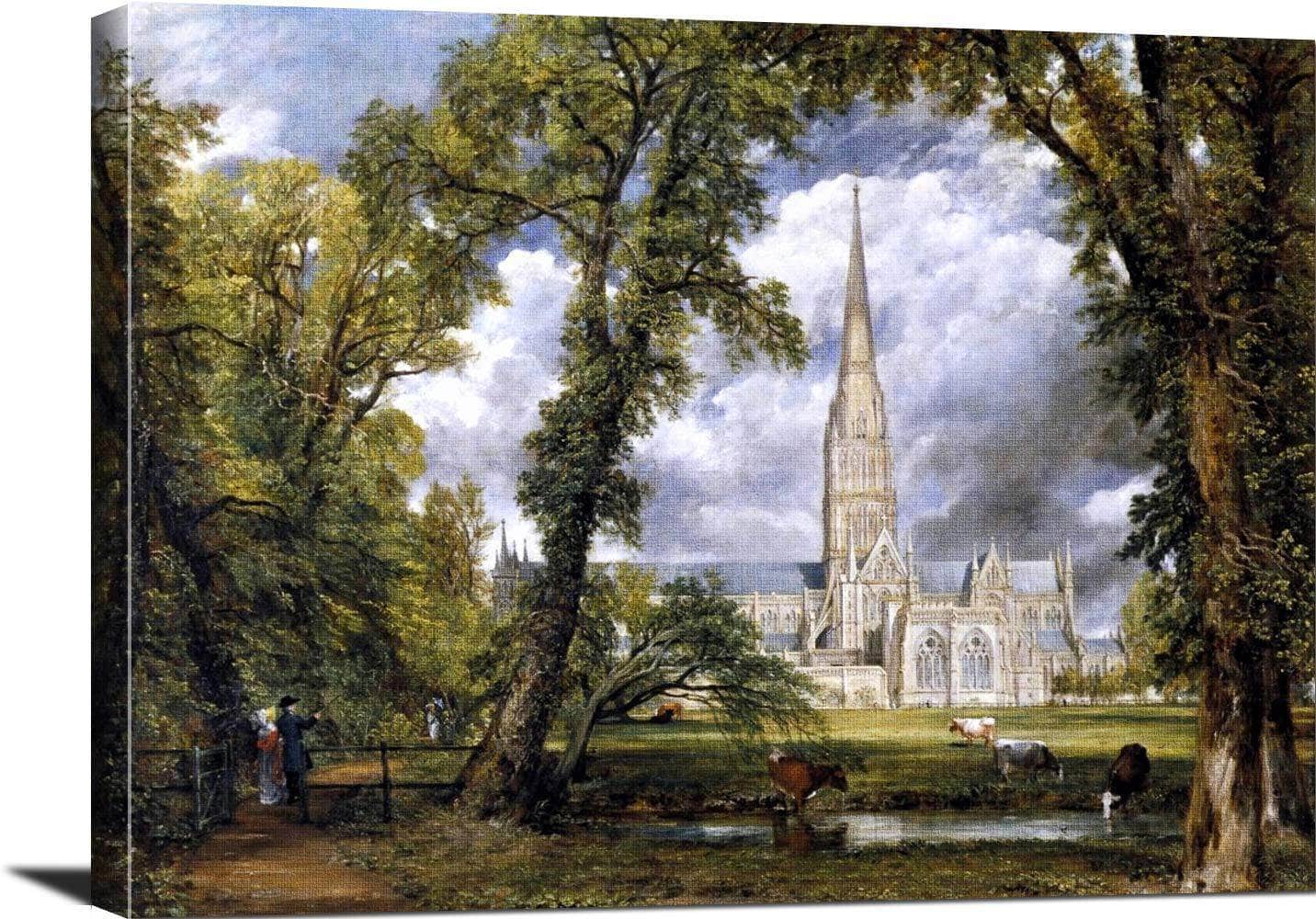 Salisbury Cathedral Bishop's Ground Painting John Constable Canvas Art - Image 3