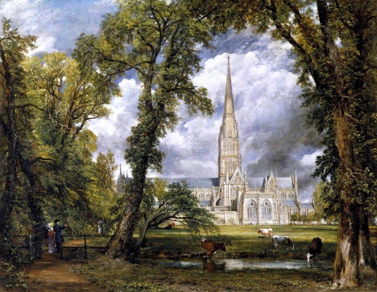 Salisbury Cathedral Bishop's Ground Painting John Constable Canvas Art - Image 5