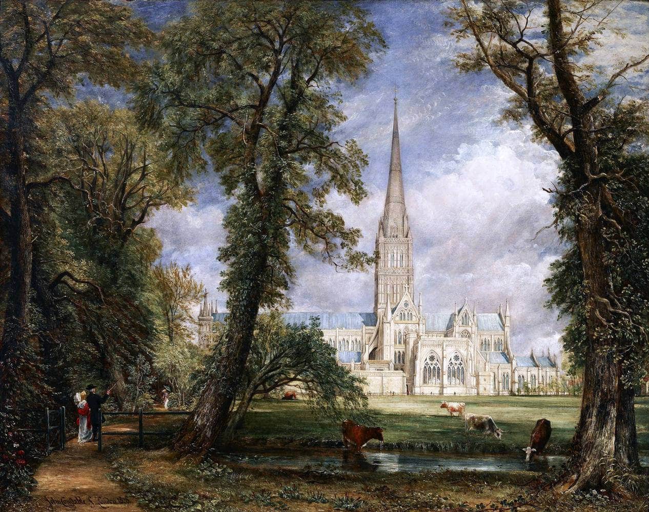 Salisbury Cathedral From The Bishop's Garden Painting John Constable Canvas Art - Image 5