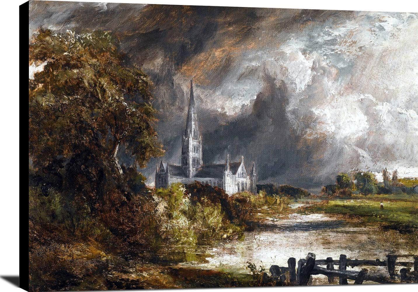 Salisbury Cathedral From The Meadows Painting John Constable Canvas Art - Image 2