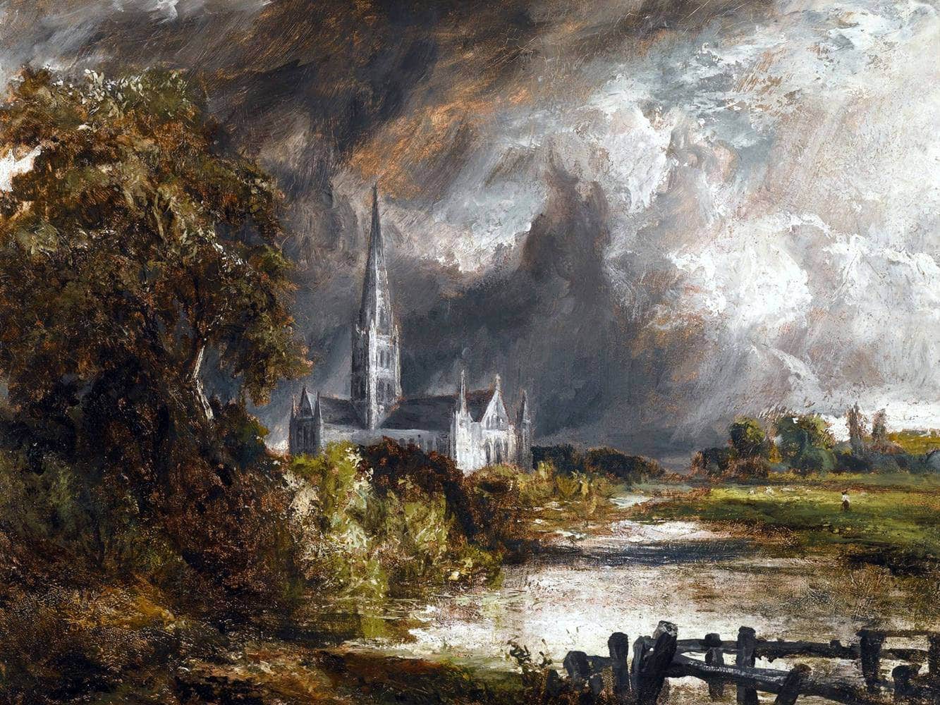 Salisbury Cathedral From The Meadows Painting John Constable Canvas Art - Image 5