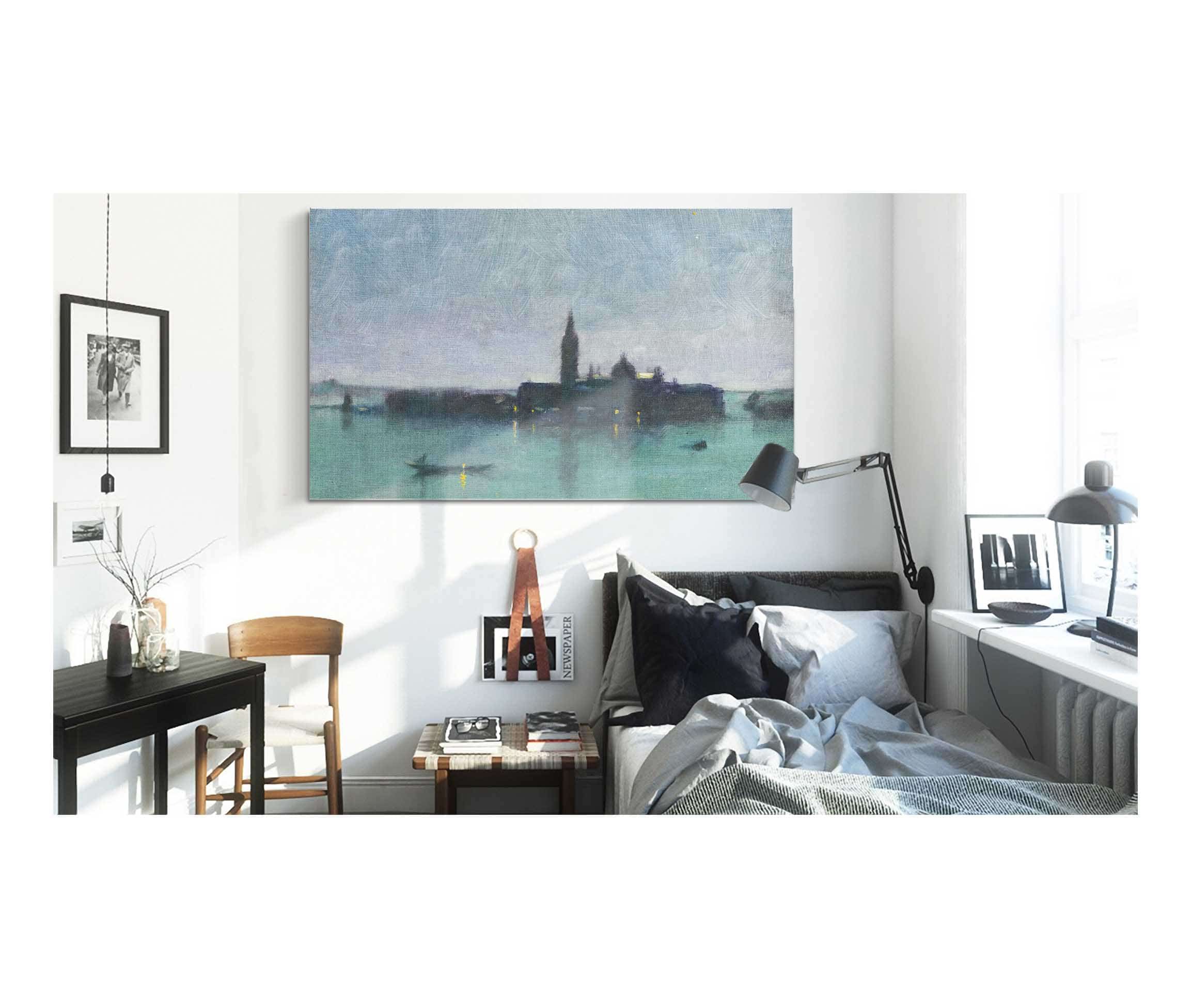 San Giorgio Maggiore From The Lagoon By Moonlight Venice by James Jebusa Shannon - Image 3