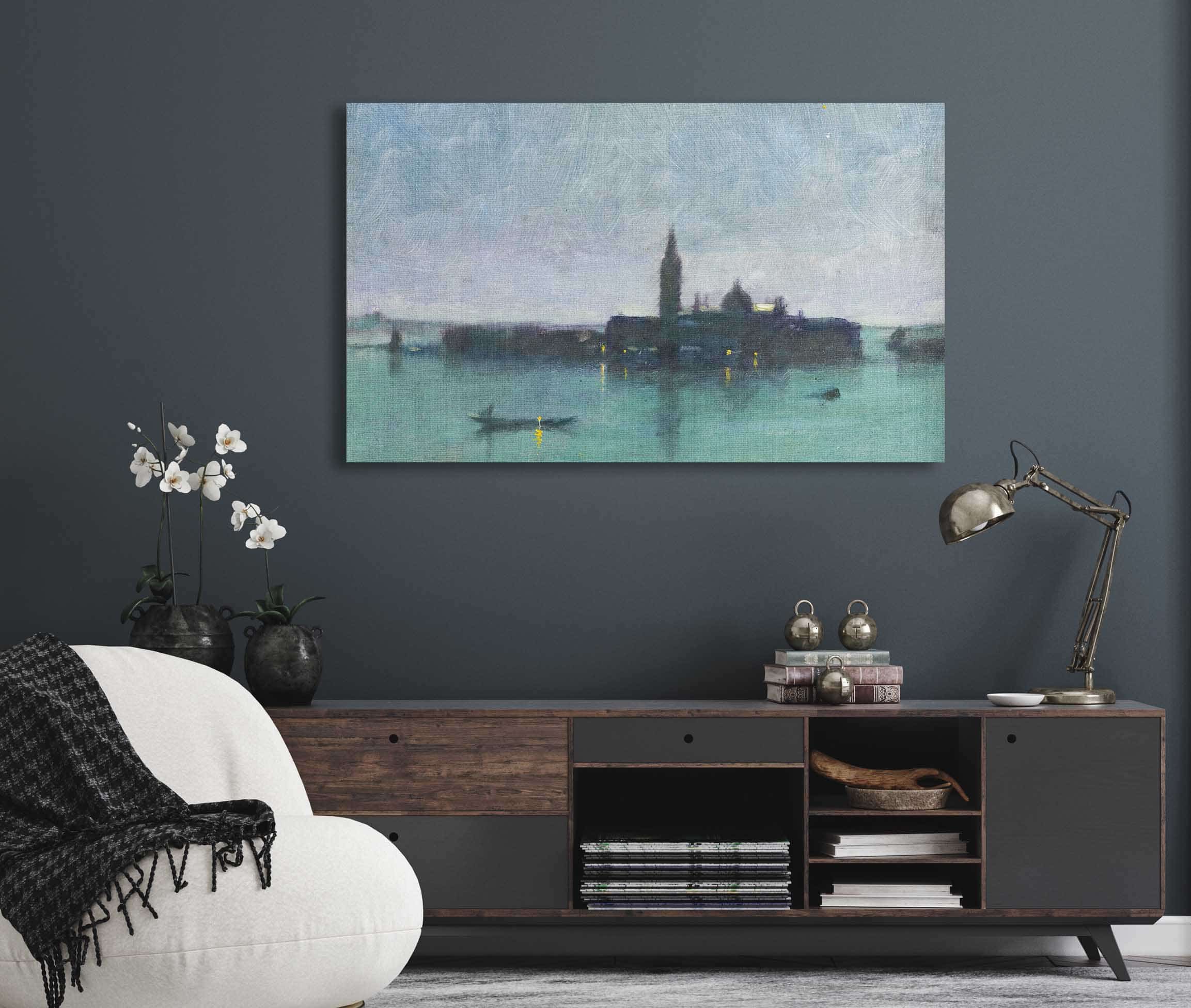 San Giorgio Maggiore From The Lagoon By Moonlight Venice by James Jebusa Shannon - Image 5