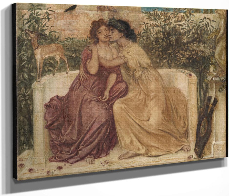Sappho And Erinna In A Garden At Mytilene 1864 By Simeon Solomon