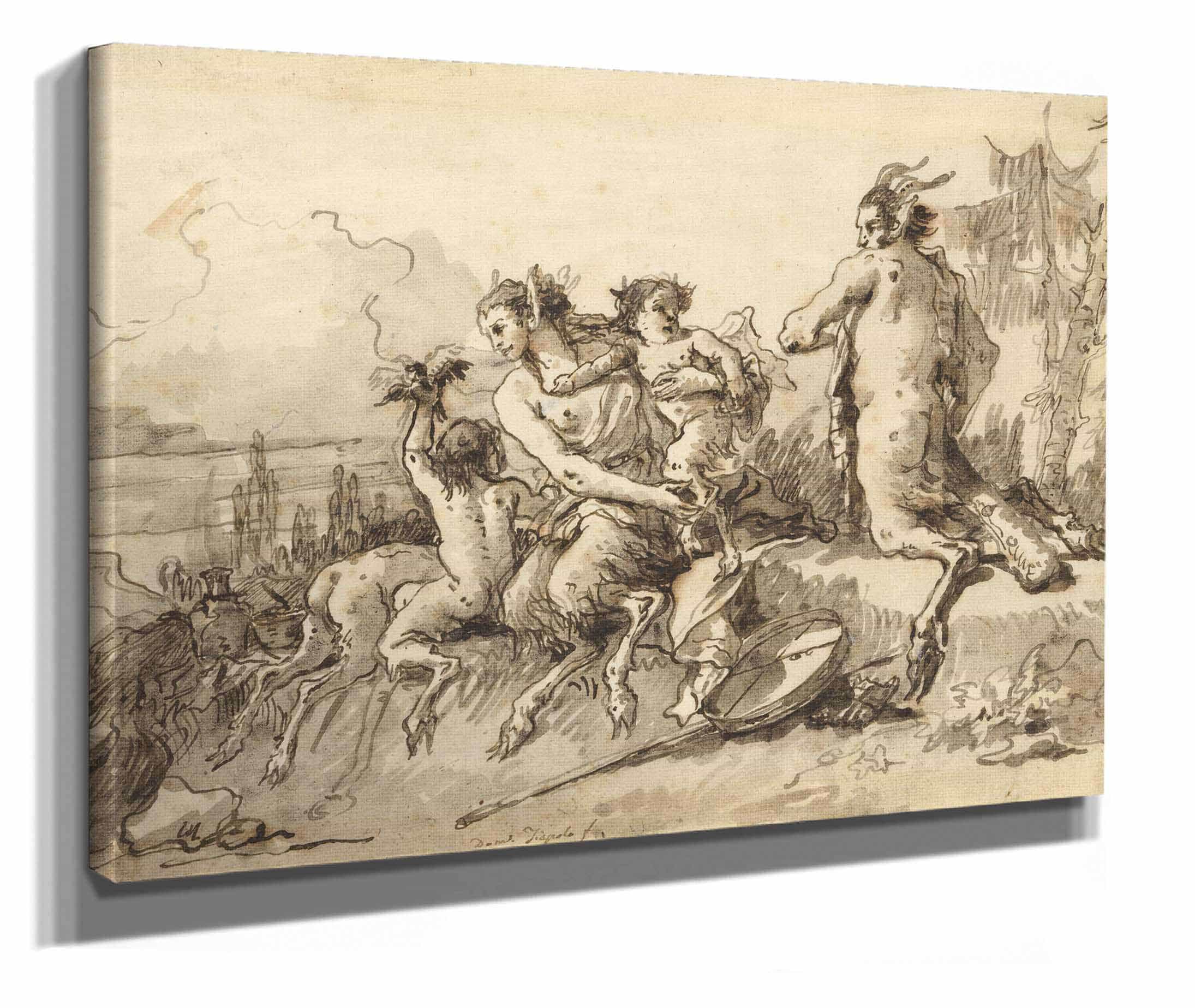 Satyr Family In A Wild Landscape by Giovanni Domenico Tiepolo