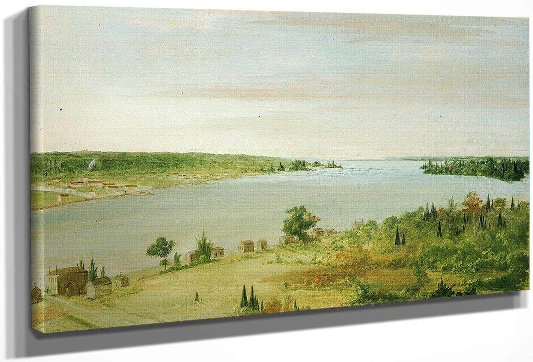 Sault Ste. Marie, Showing The United States Garrison In The Distance By George Catlin