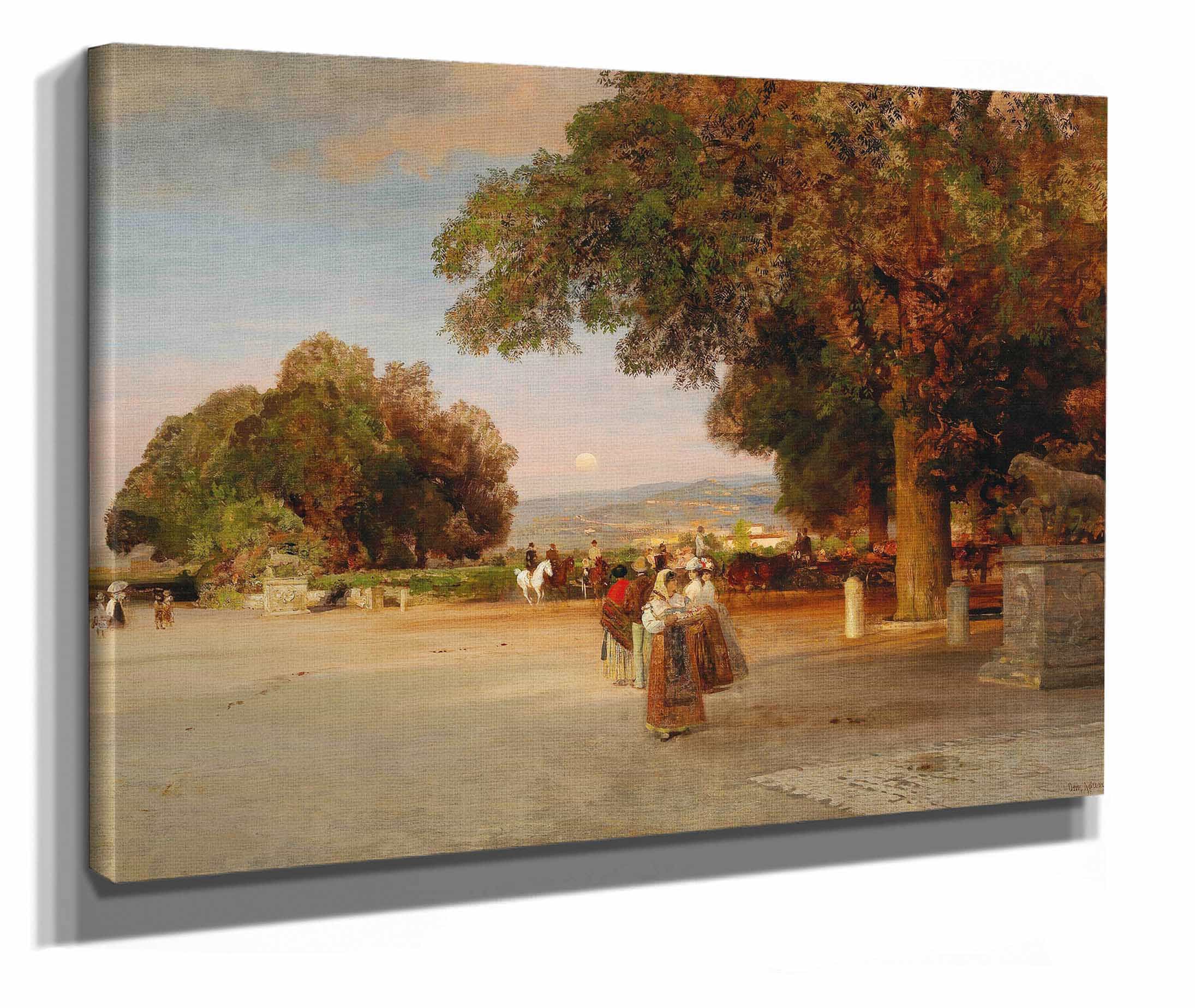 Scene At Dusk On The Terrace Of Villa Grazioli In Grottaferrata by Oswald Achenbach - Image 2
