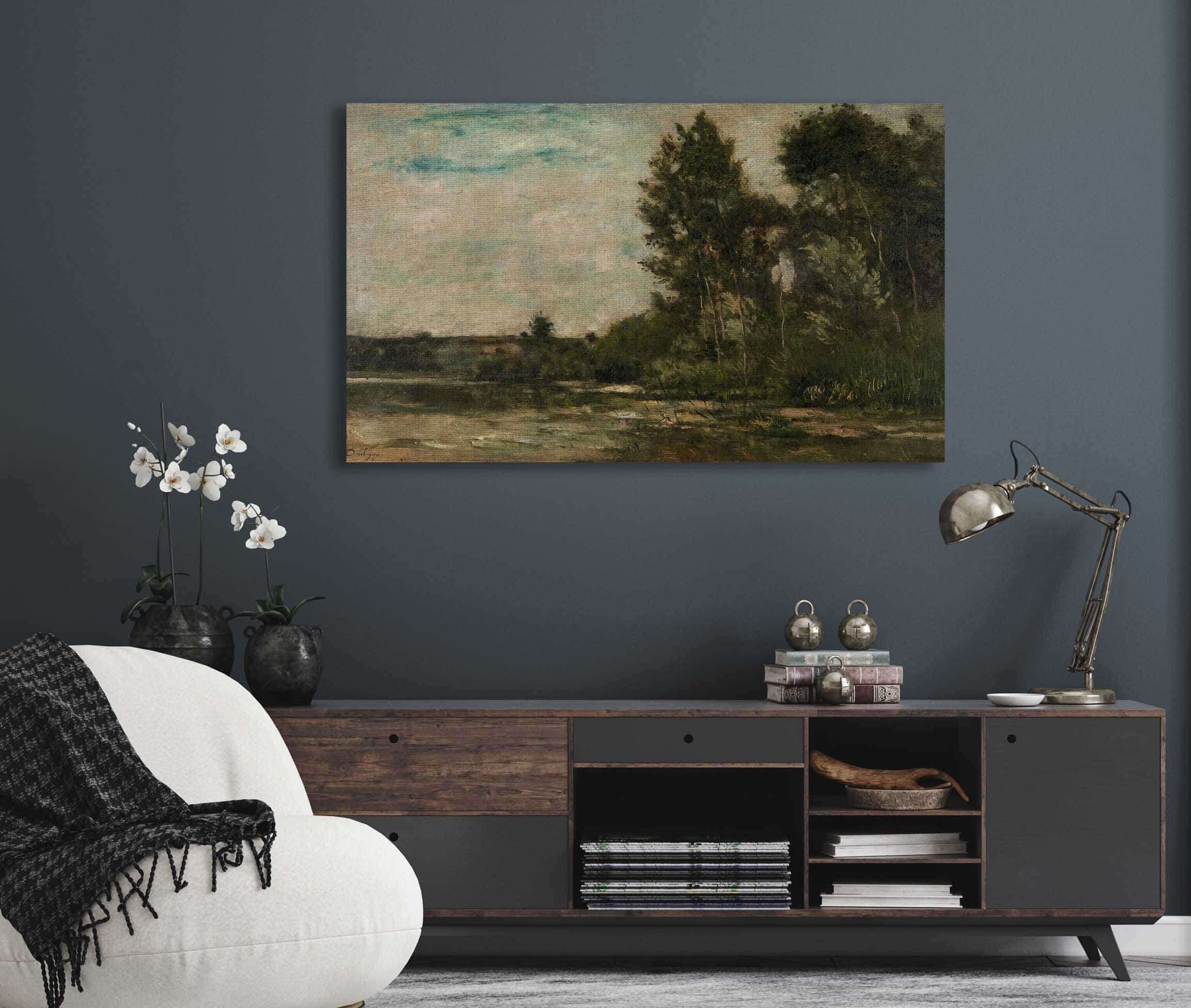 Scene De Riviere River Scene by Charles Francois Daubigny - Image 5