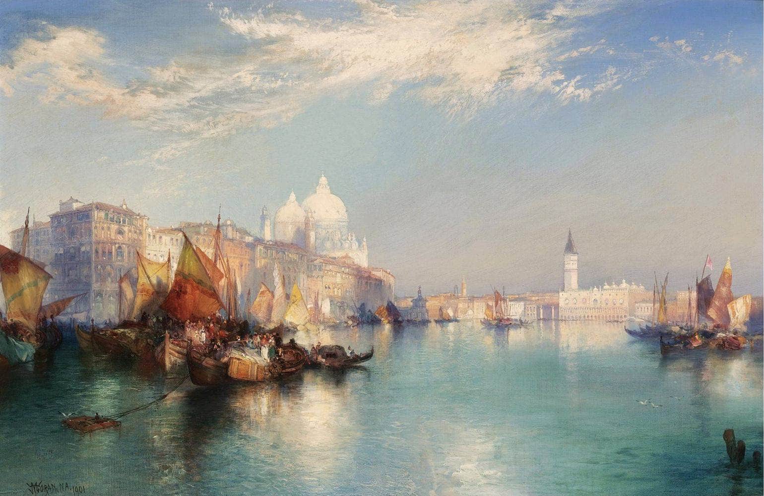 Scene Of Venice Painting Thomas Moran Canvas Art - Image 5