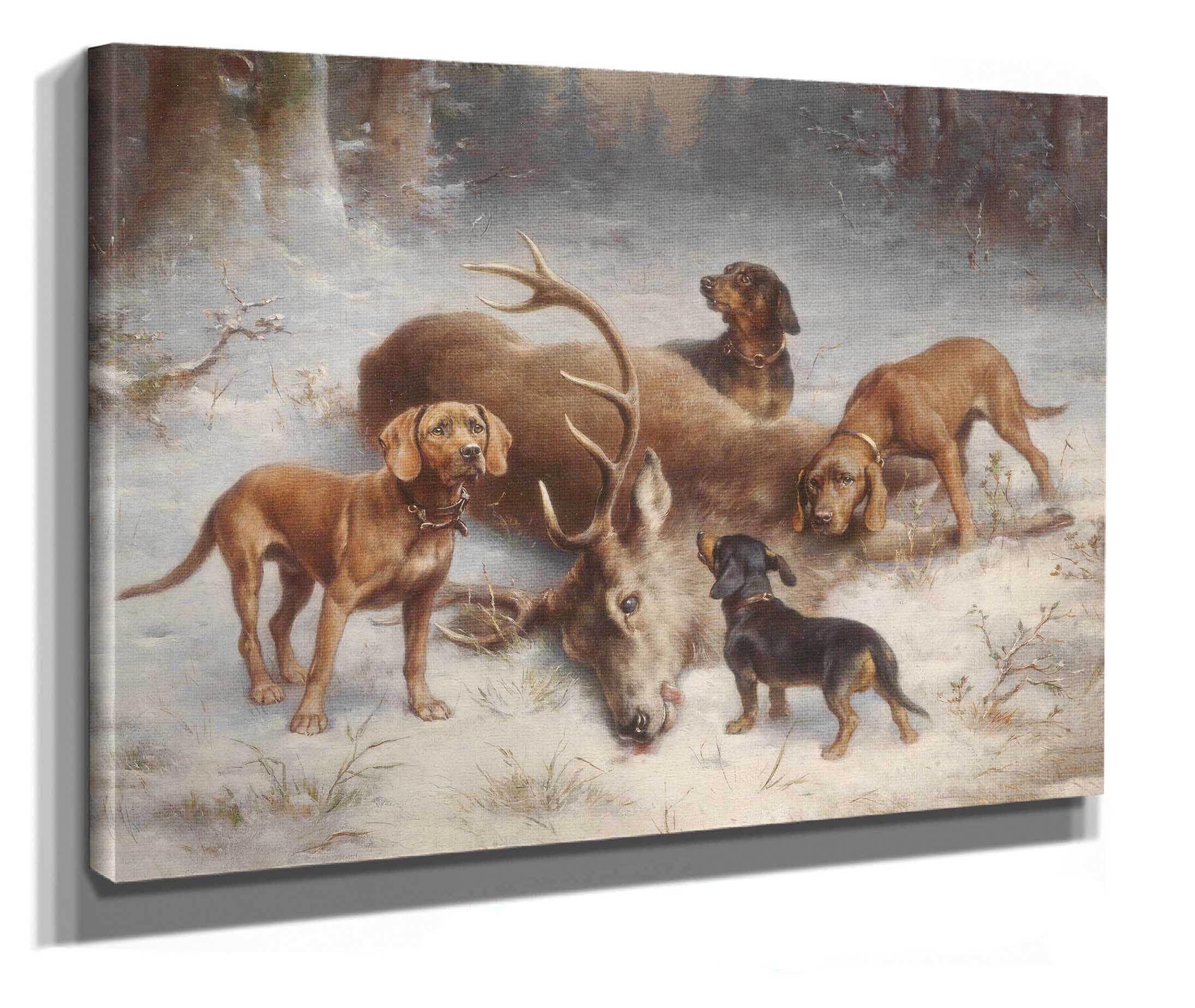 Schweibhunde Mit Erlegtem Hirsch by Carl Reichert - Image 2