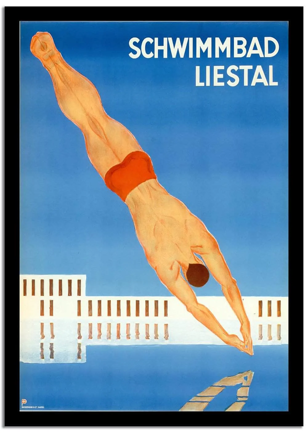 Schwimmbad Liestal Vintage Travel Poster - Image 2