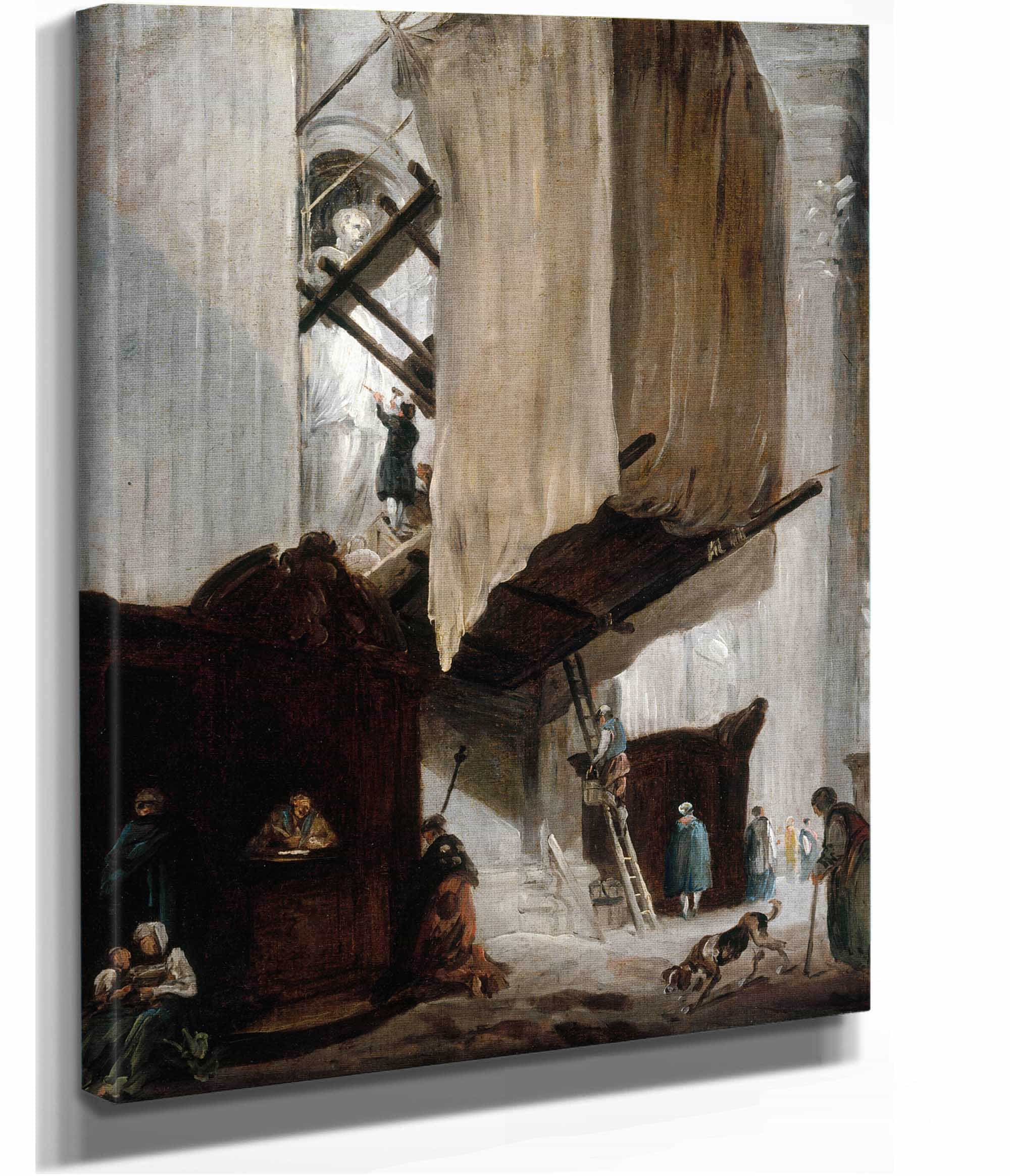 Sculpteur Travaillant A La Statue Dun Saint A Saint Pierre De Rome by Hubert Robert - Image 2