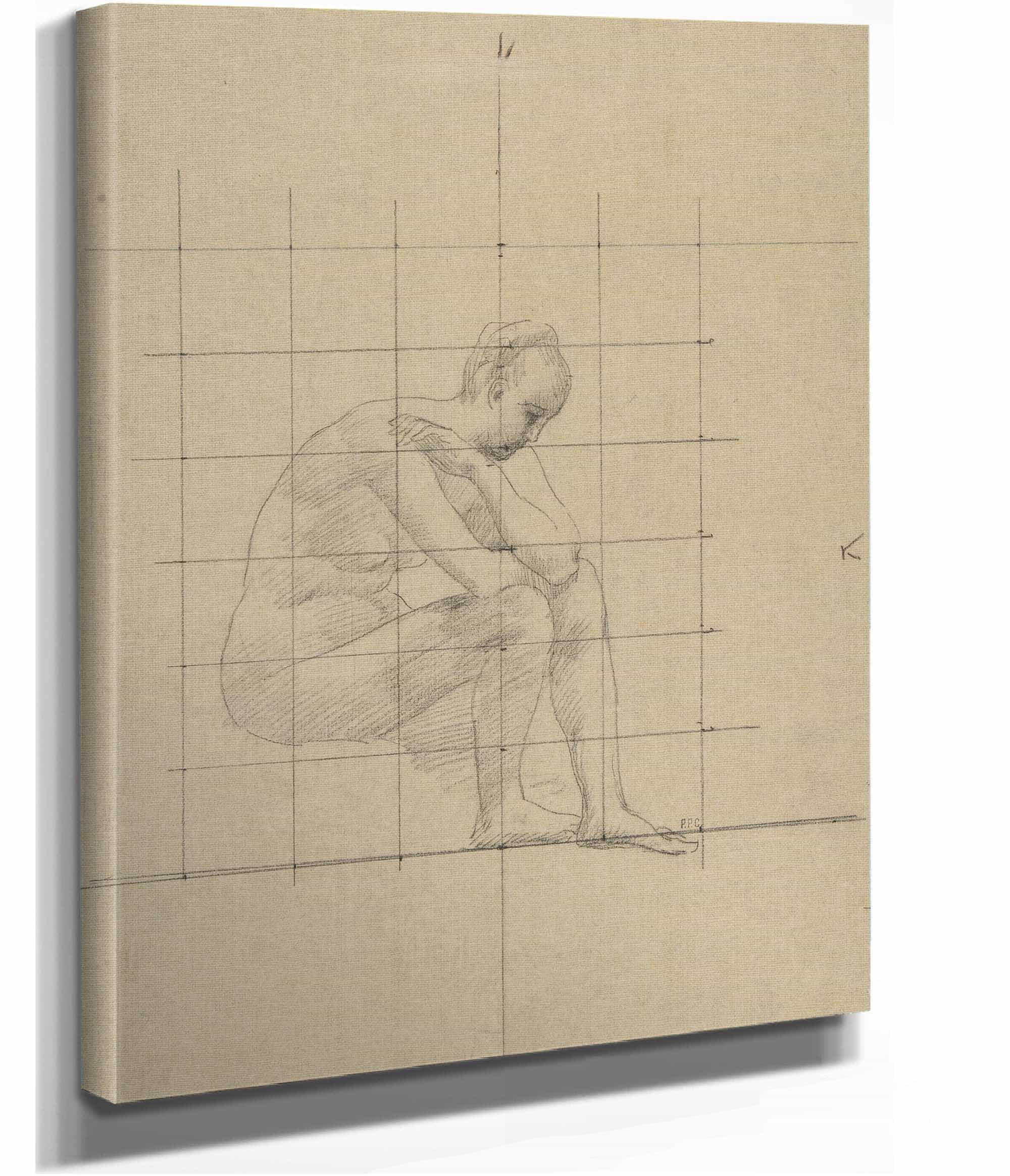 Seated Figure Study For A Vision Of Antiquity by Pierre Puvis De Chavannes - Image 2