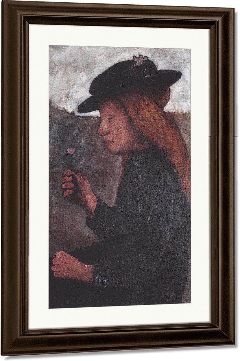 Seated Girl With Black Hat And Flower In Her Hand By Paula Modersohn Becker - Image 3