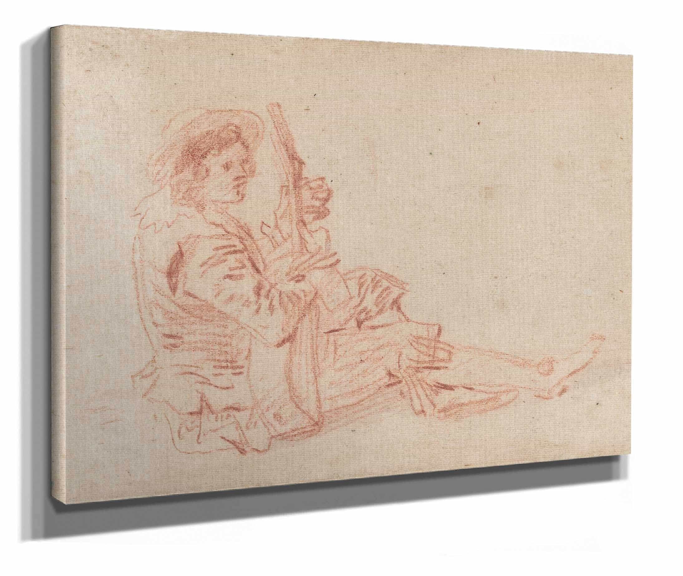 Seated Guitarist Recto by Jean Antoine Watteau - Image 2