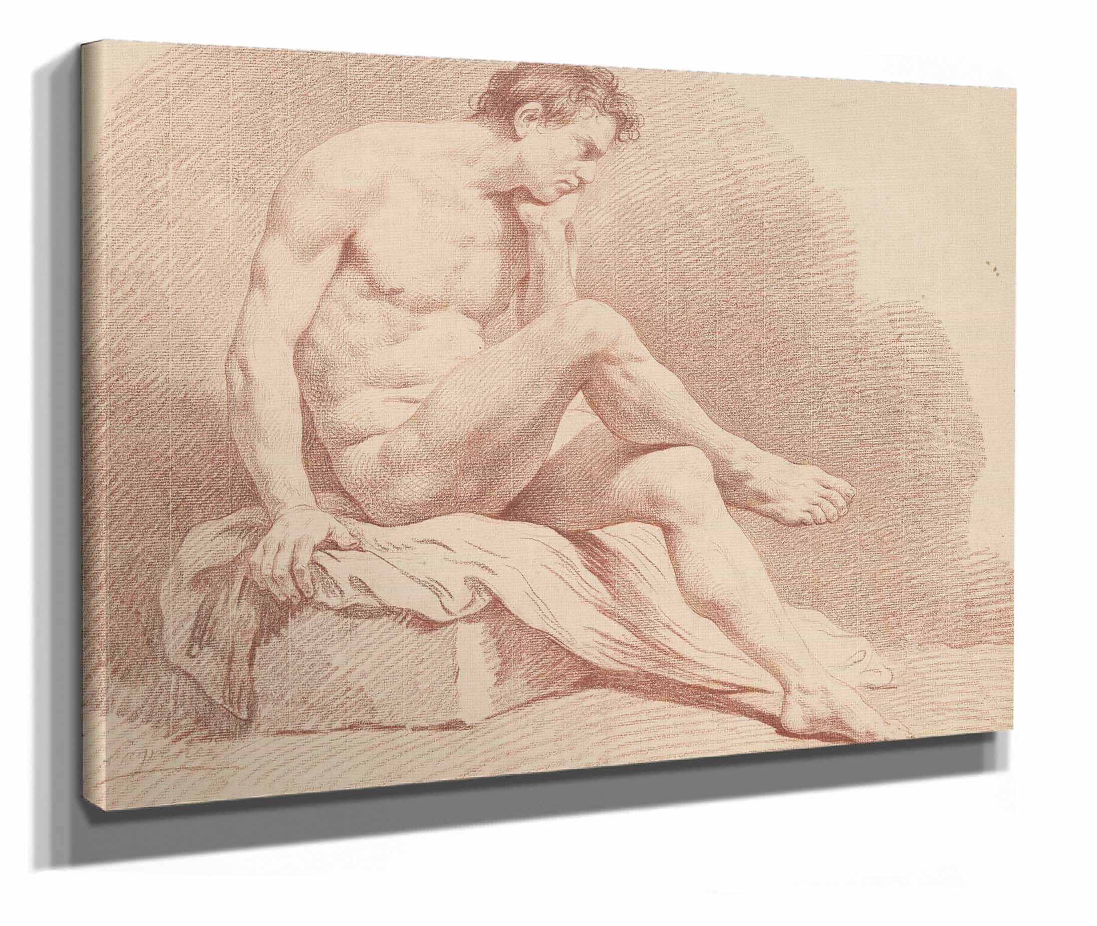 Seated Male Nude by Louis Jean Francois Lagrenee - Image 2