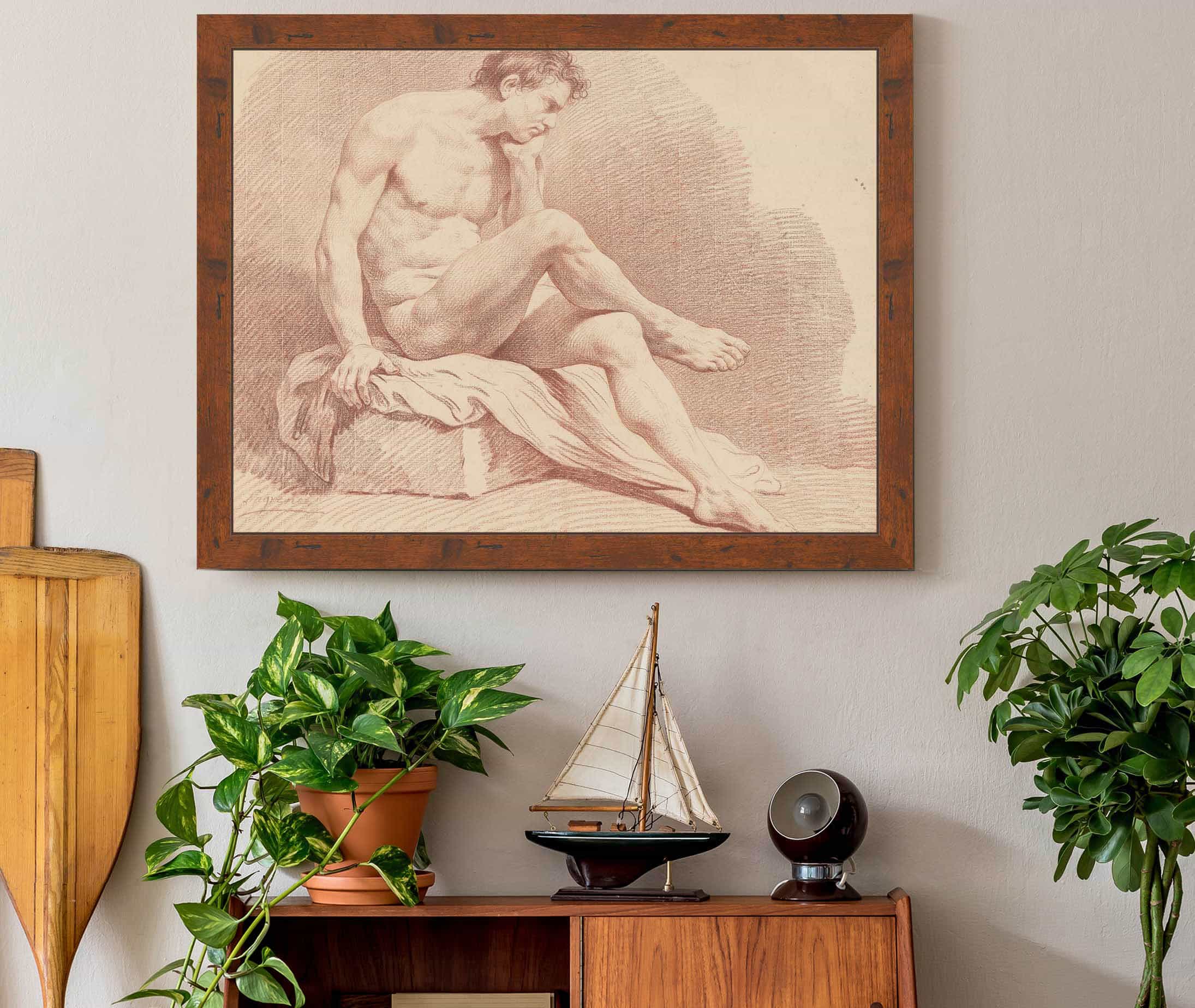 Seated Male Nude by Louis Jean Francois Lagrenee - Image 3