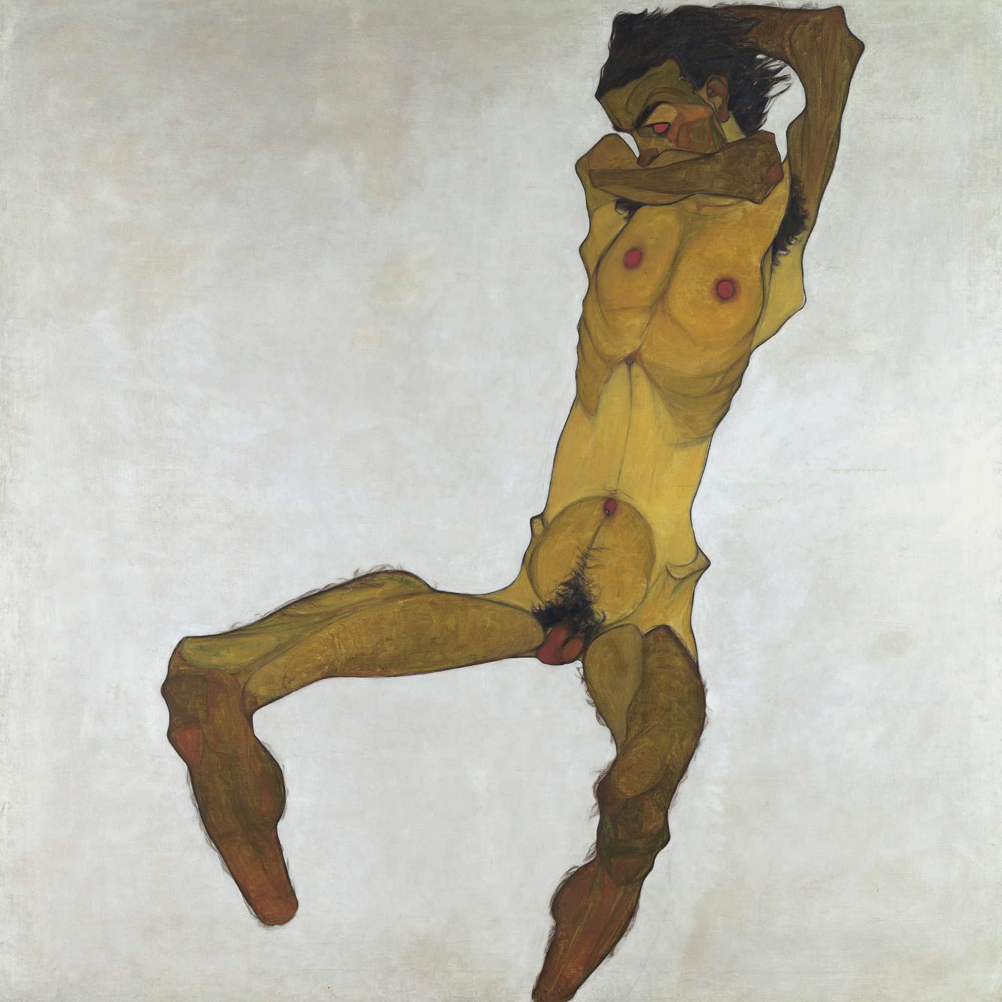 Seated Male Nude Self Portrait by Egon Schiele - Image 4
