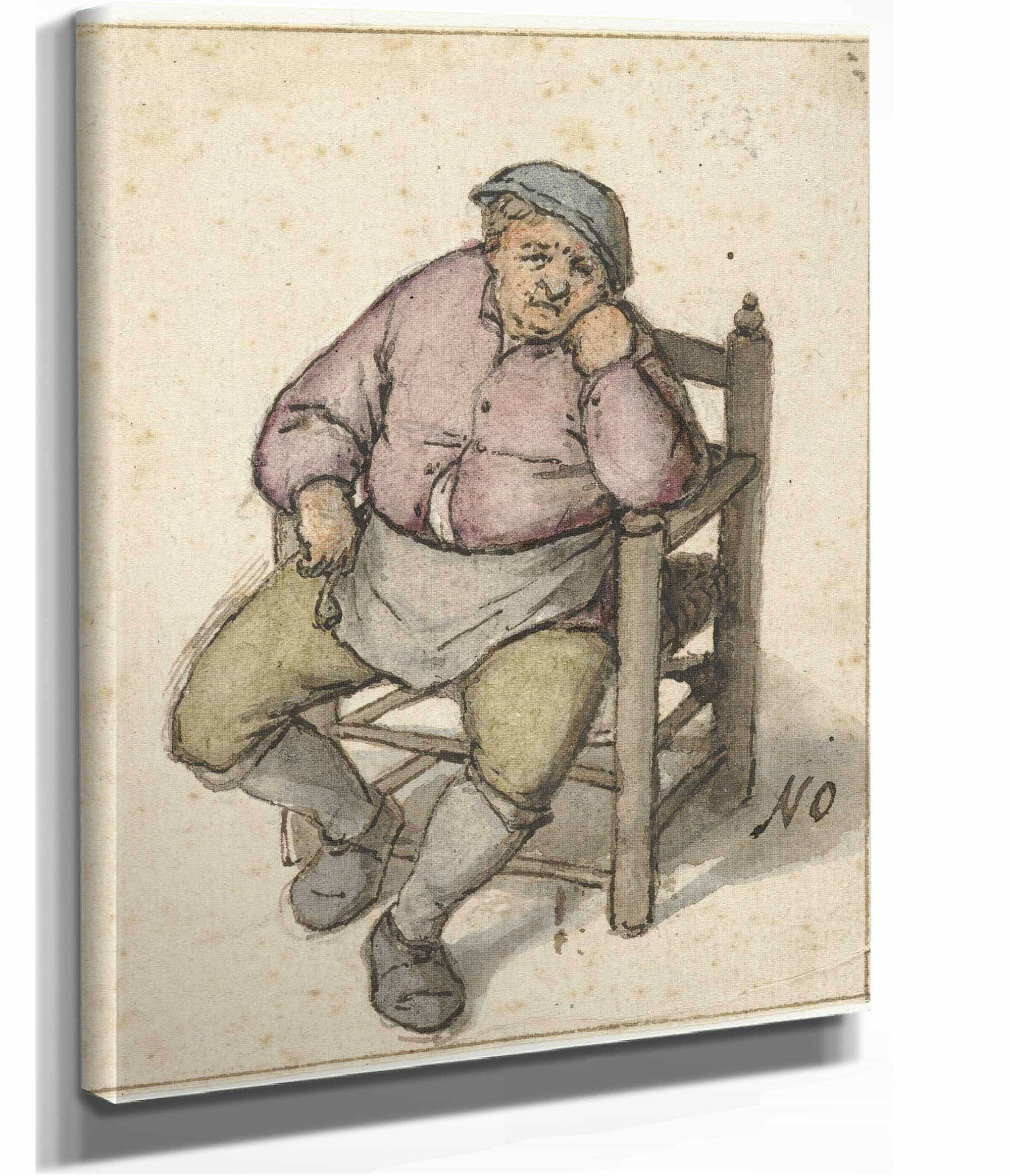 Seated Man With A Pipe  by Adriaen Van Ostade - Image 2