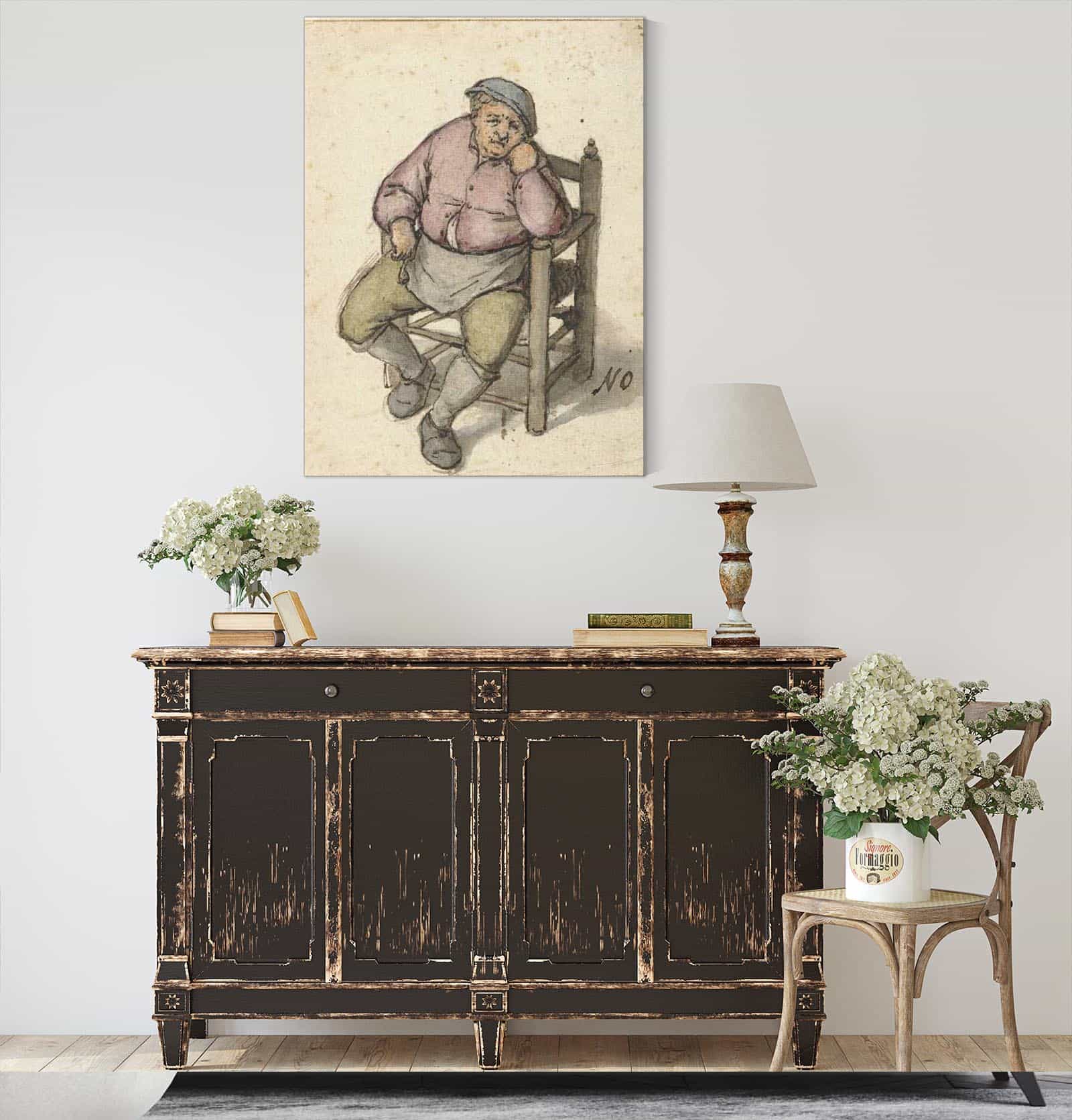 Seated Man With A Pipe  by Adriaen Van Ostade - Image 4