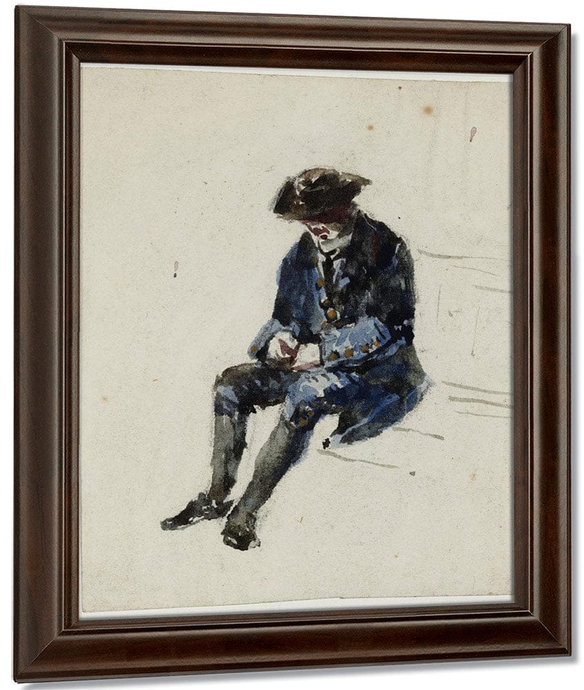 Seated Naval Pensioner. Verso Indecipherable Sketch By David Cox - Image 5