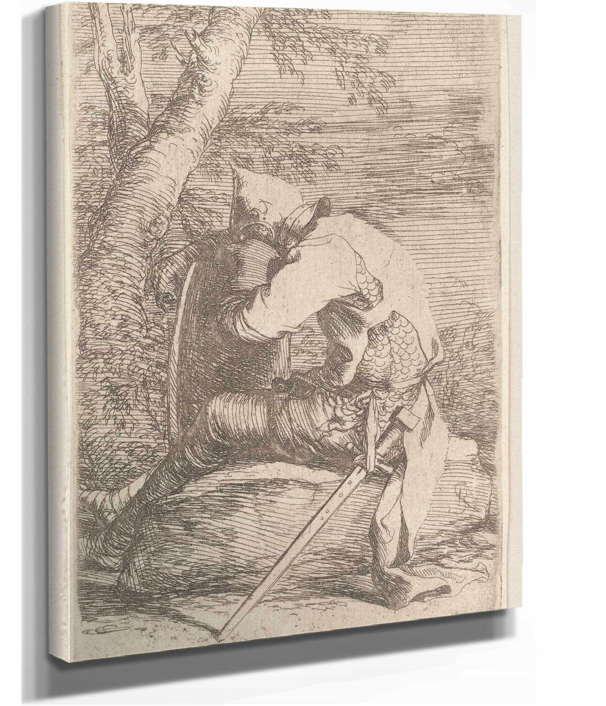 Seated Soldier Leaning On His Shield  by Salvator Rosa - Image 2