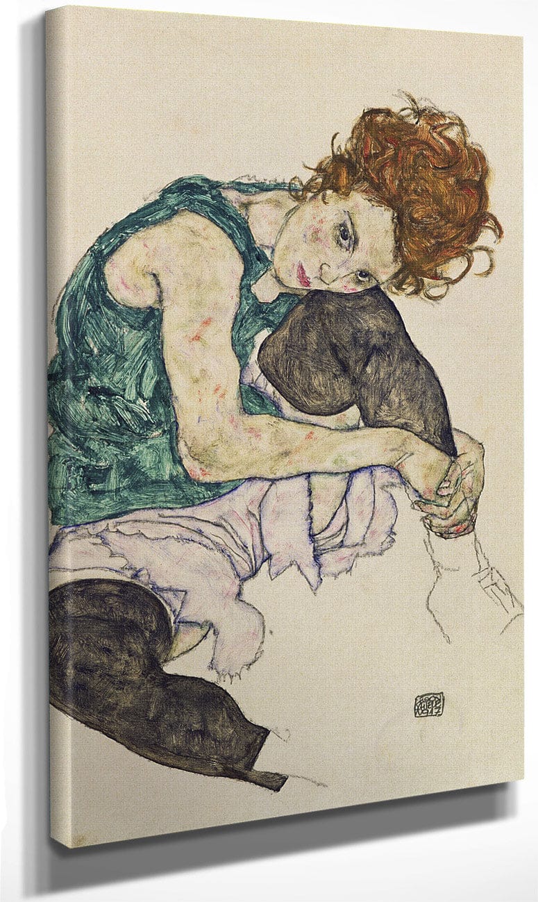 Seated Woman With Bent Knee By Egon Schiele