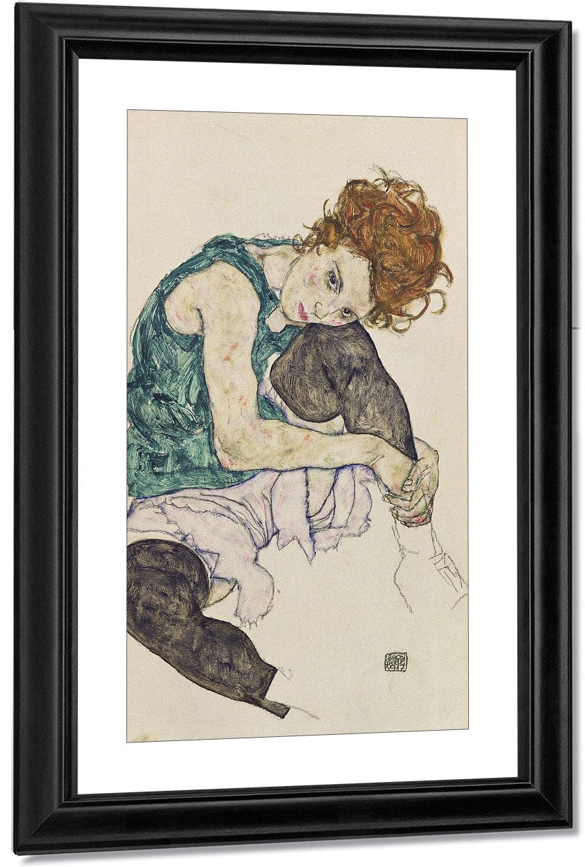 Seated Woman With Bent Knee By Egon Schiele - Image 3
