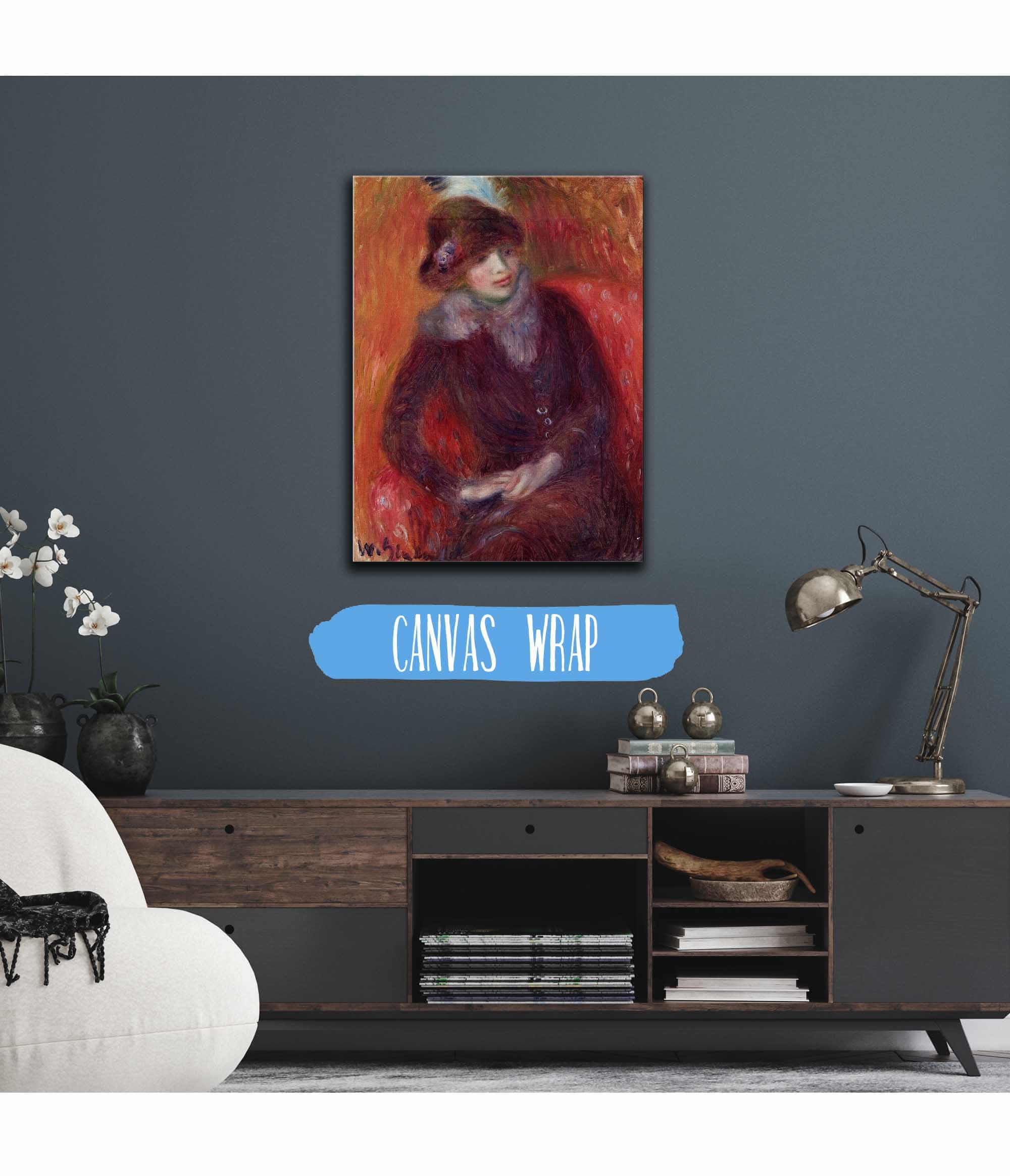 Seated Woman With Fur Neckpiece And Red Background by William James Glackens - Image 3