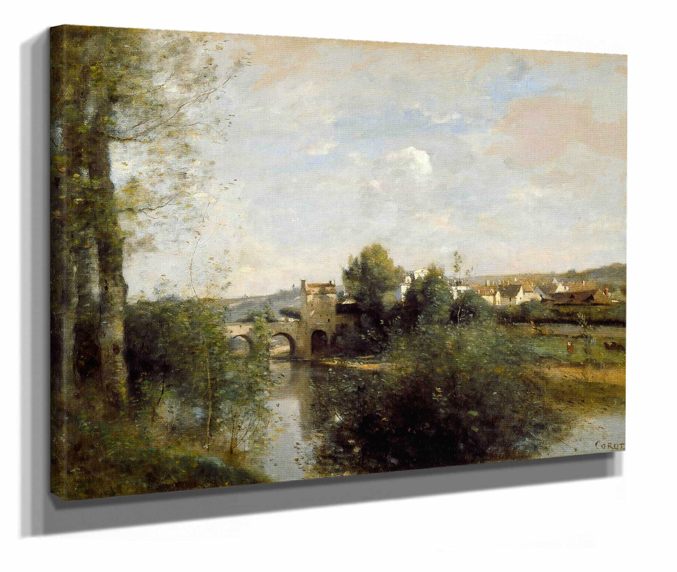 Seine And Old Bridge At Limay by Jean Baptiste Camille Corot - Image 2