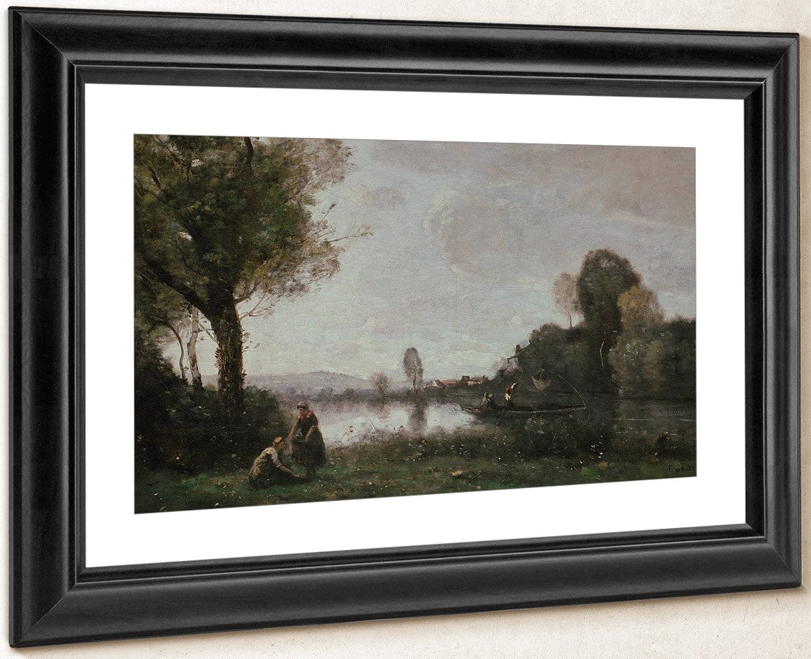 Seine Landscape Near Chatou 1855 Oil On Canvas 37X65Cm Alte Nationalgalerie Berlin By Jean Baptiste Camille Corot - Image 4