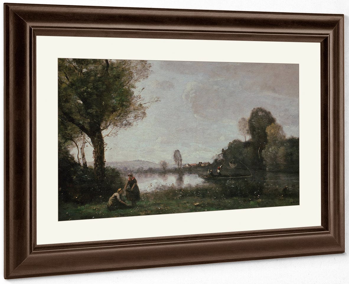 Seine Landscape Near Chatou 1855 Oil On Canvas 37X65Cm Alte Nationalgalerie Berlin By Jean Baptiste Camille Corot - Image 5