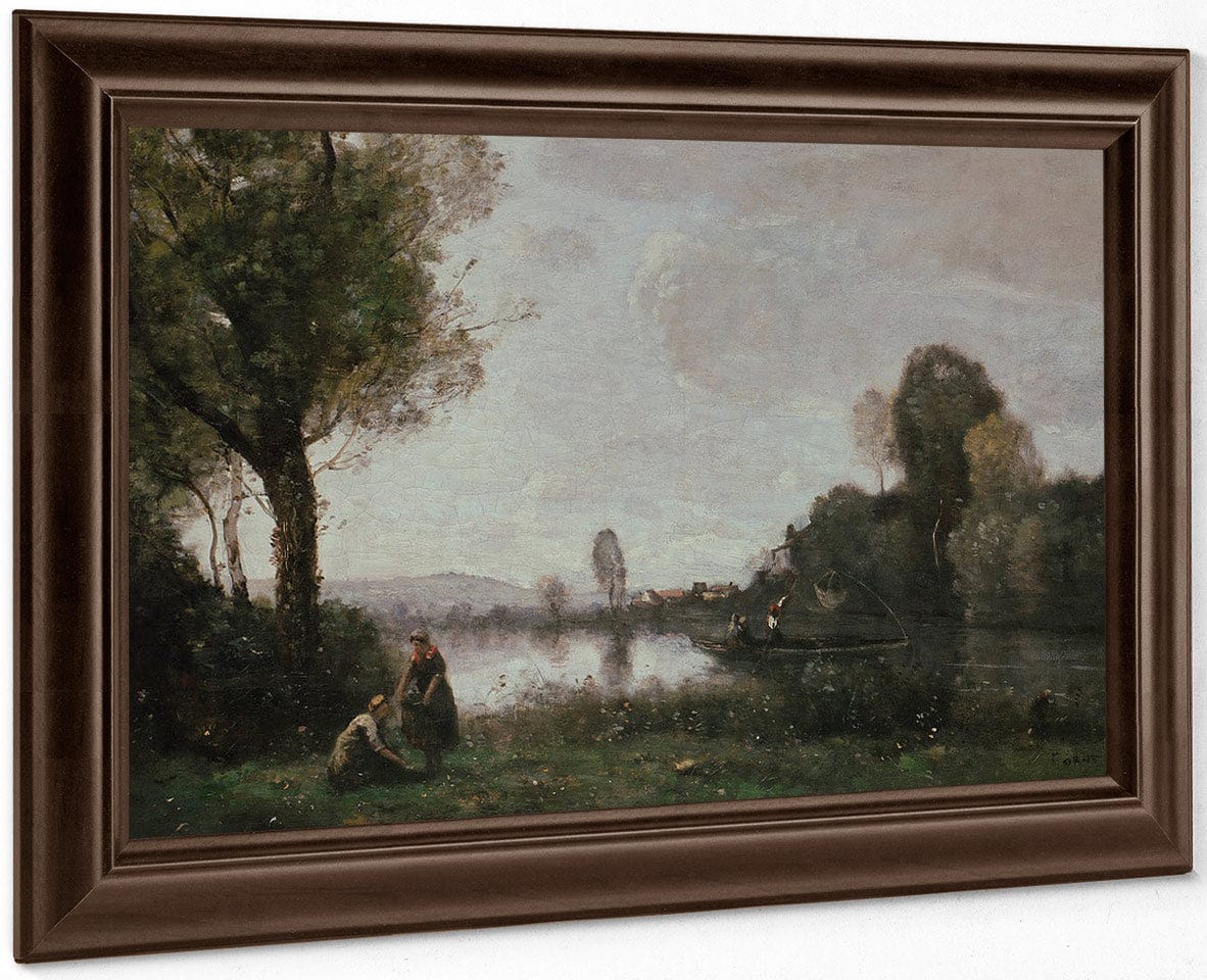 Seine Landscape Near Chatou 1855 Oil On Canvas 37X65Cm Alte Nationalgalerie Berlin By Jean Baptiste Camille Corot - Image 6