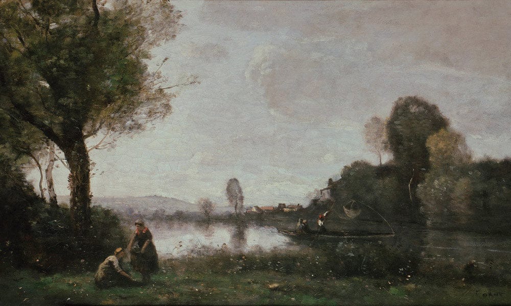 Seine Landscape Near Chatou 1855 Oil On Canvas 37X65Cm Alte Nationalgalerie Berlin By Jean Baptiste Camille Corot - Image 7