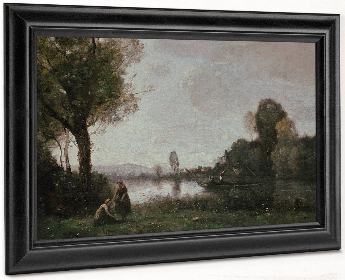 Seine Landscape Near Chatou 1855 Oil On Canvas 37X65Cm Alte Nationalgalerie Berlin By Jean Baptiste Camille Corot - Image 8