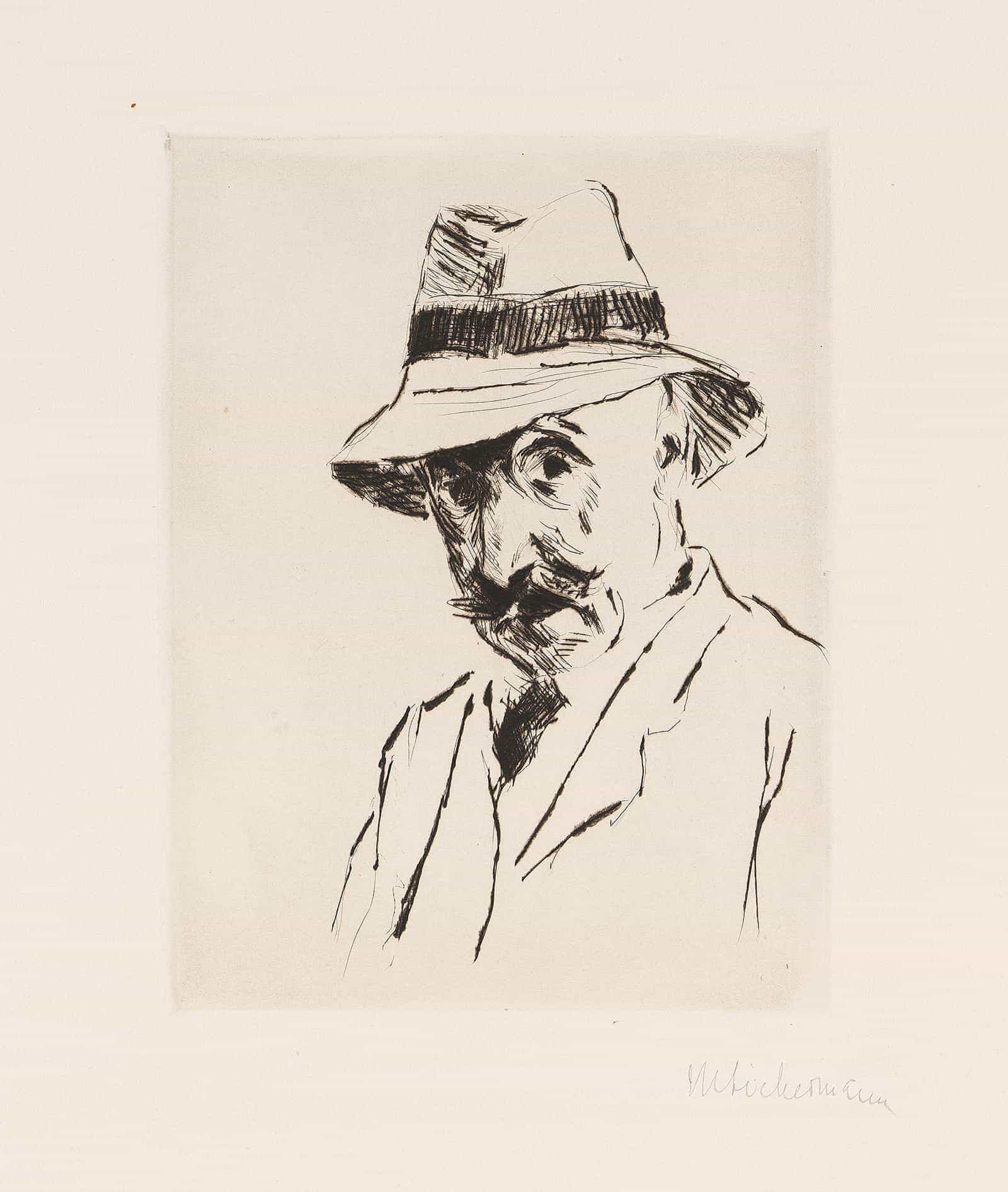 Selbstportrait Mit Dem Hut Auf Dem Kopf by Max Liebermann