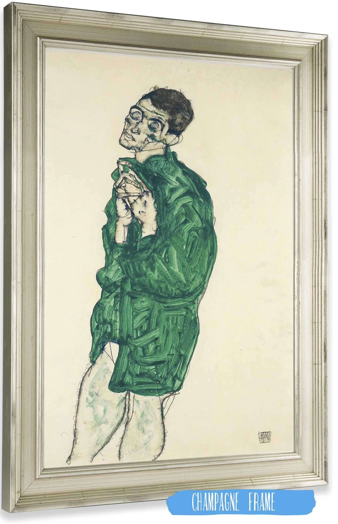 Self Portrait In Green Shirt With Eyes Closed by Egon Schiele