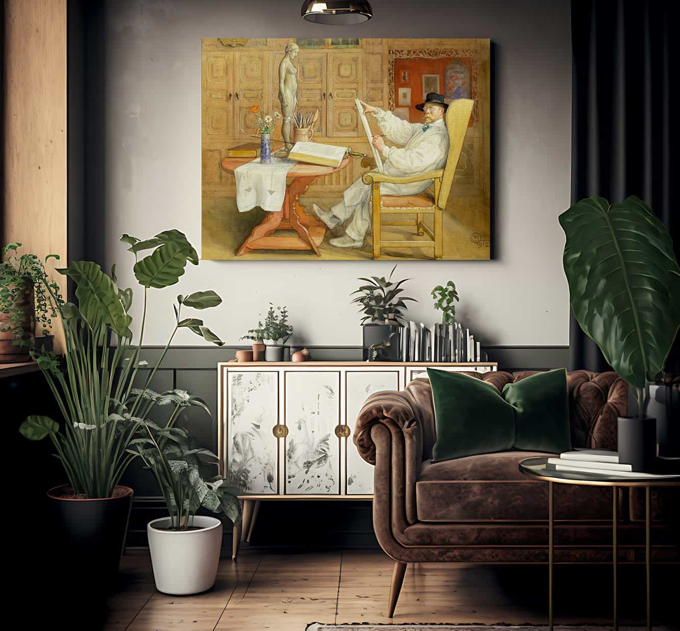 Self Portrait In The New Studio By Carl Larsson - Image 2