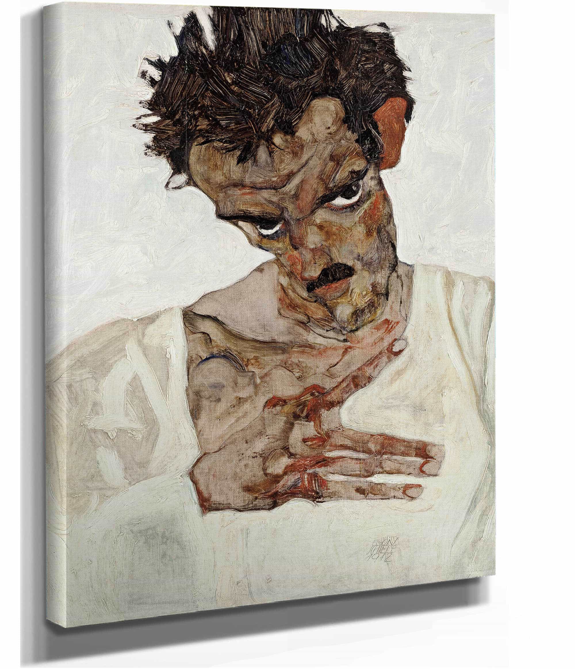 Self Portrait With Lowered Head by Egon Schiele - Image 2