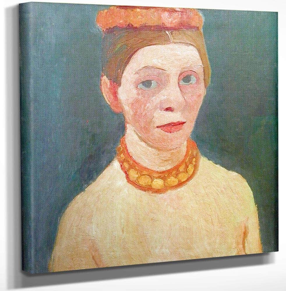 Self Portrait With Red Flower Wreath And Necklace By Paula Modersohn Becker - Image 3