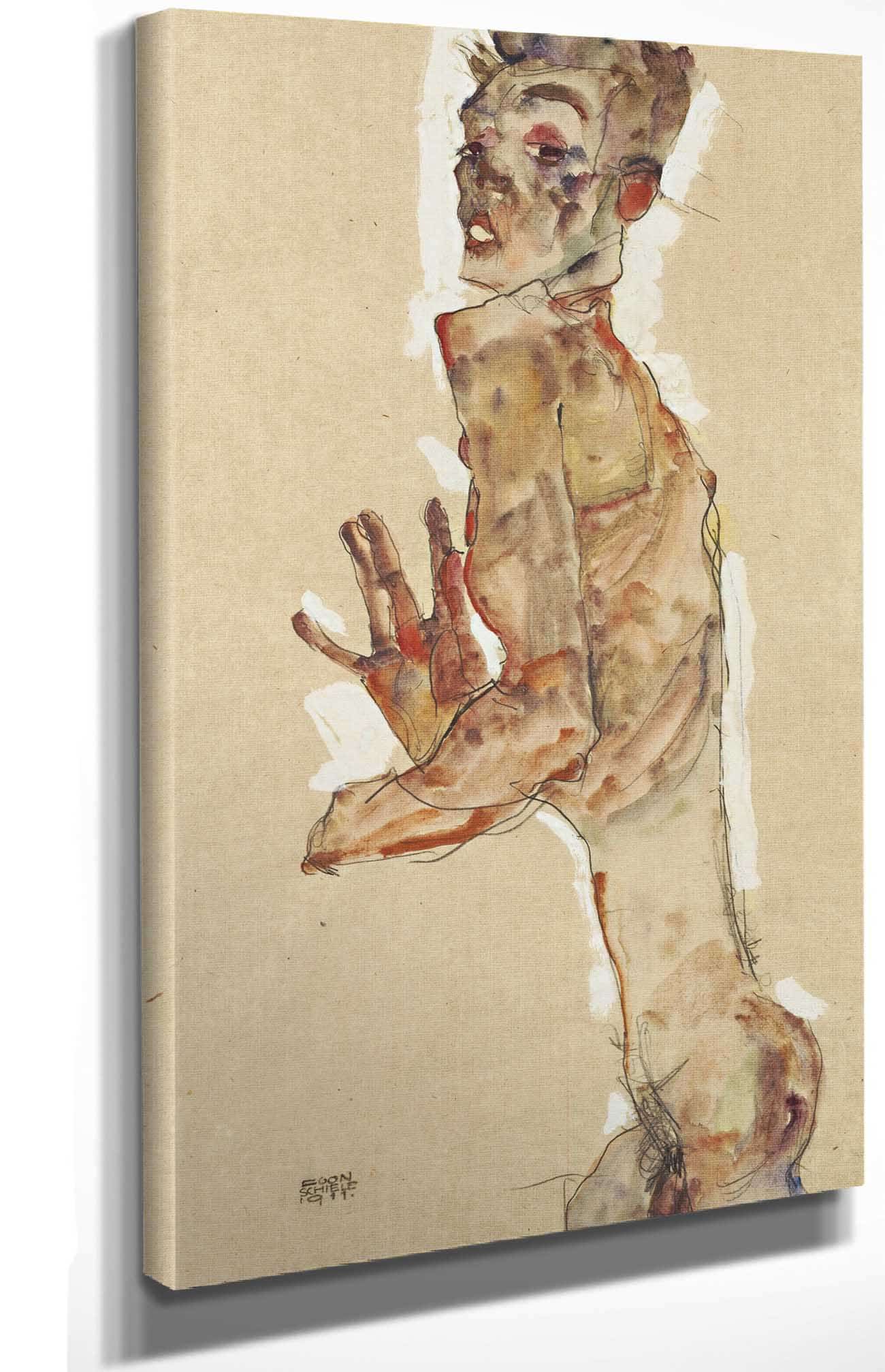 Self Portrait With Splayed Fingers by Egon Schiele - Image 4