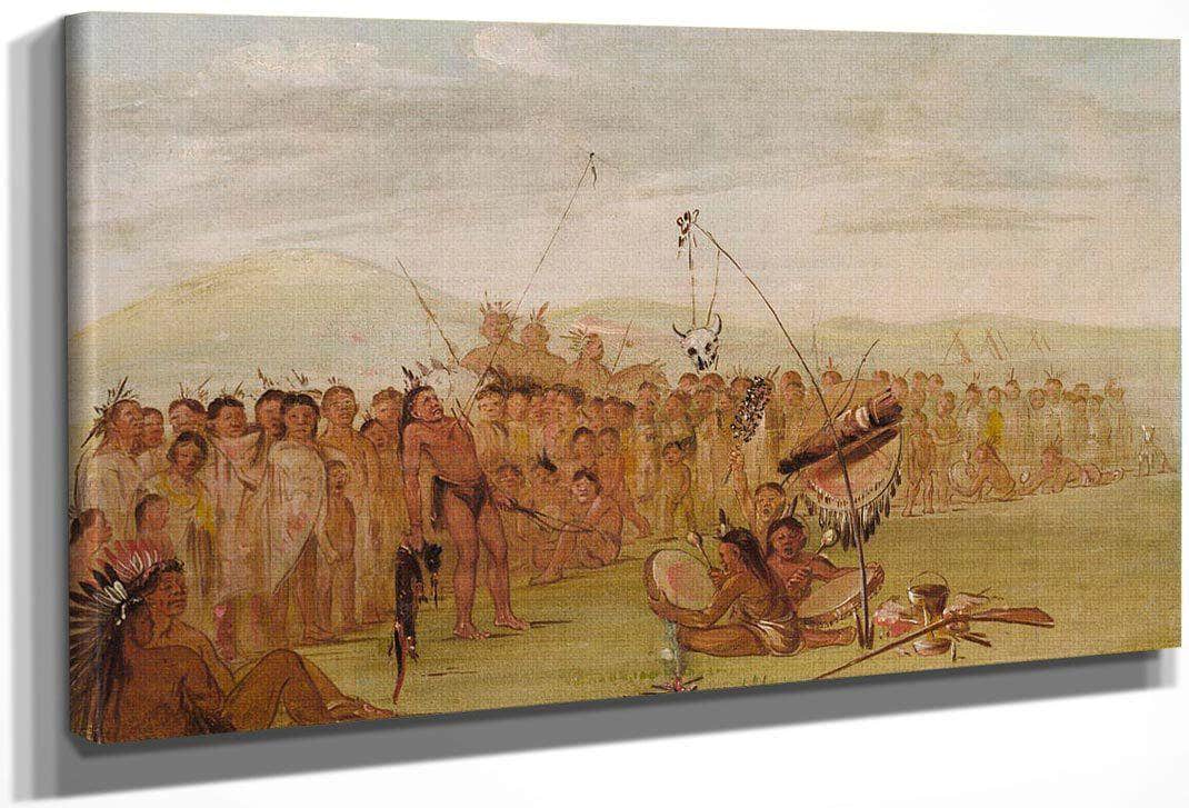 Self Torture In A Sioux Religious Ceremony By George Catlin