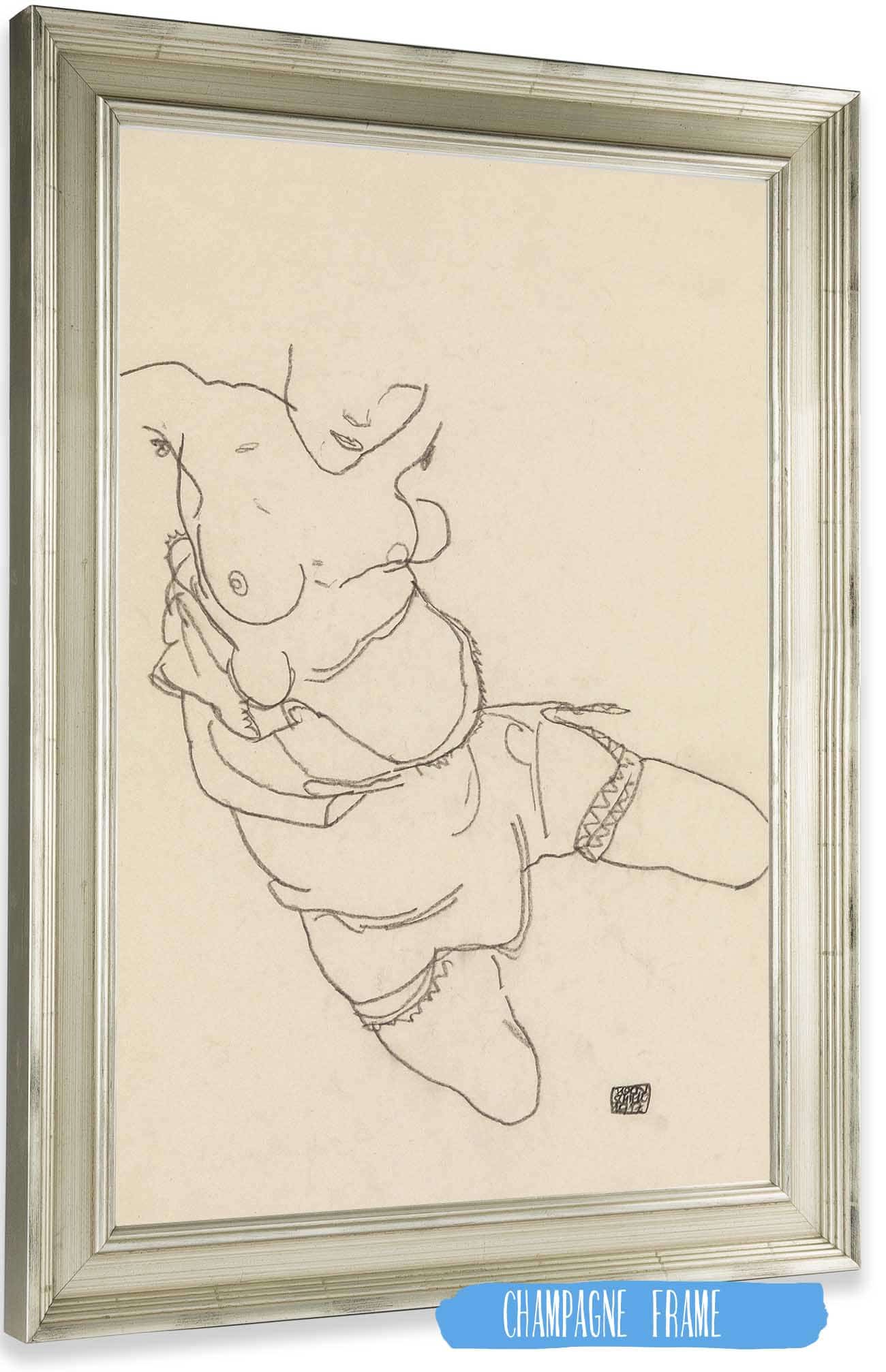 Semi Dressed Model by Egon Schiele