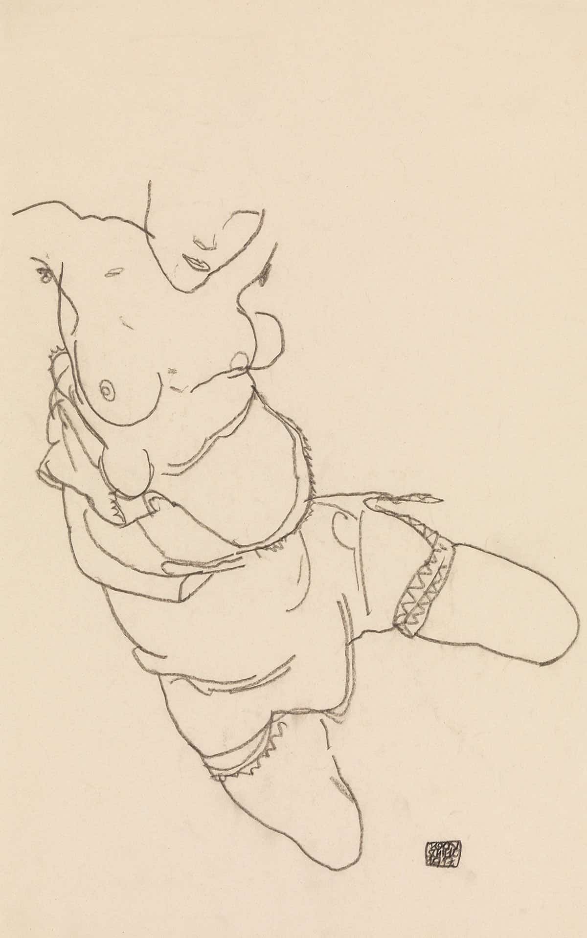 Semi Dressed Model by Egon Schiele - Image 3