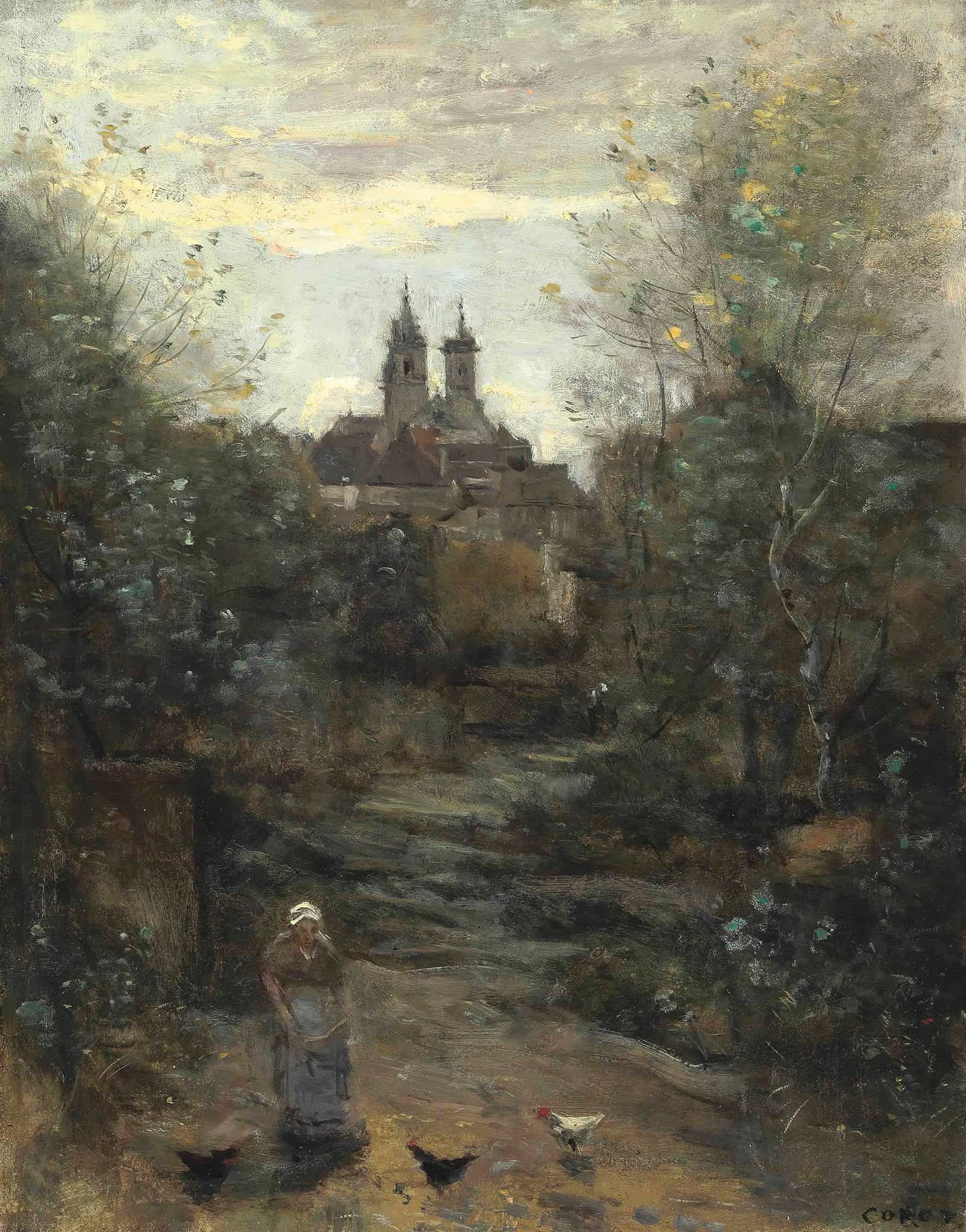 Semur Le Chemin De Leglise by Jean Baptiste Camille Corot - Image 2