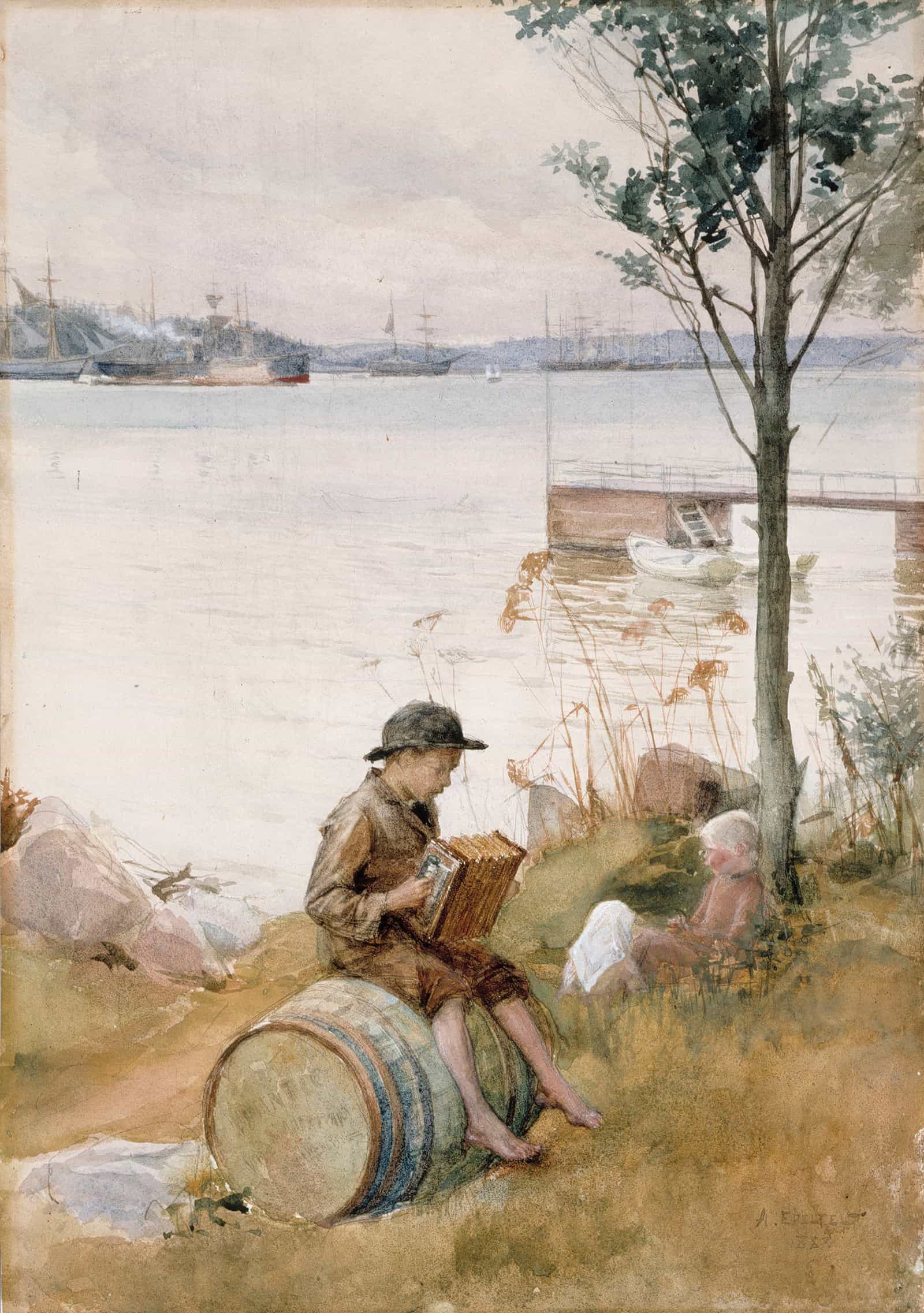 Serenade On The Embankment by Albert Edelfelt - Image 5