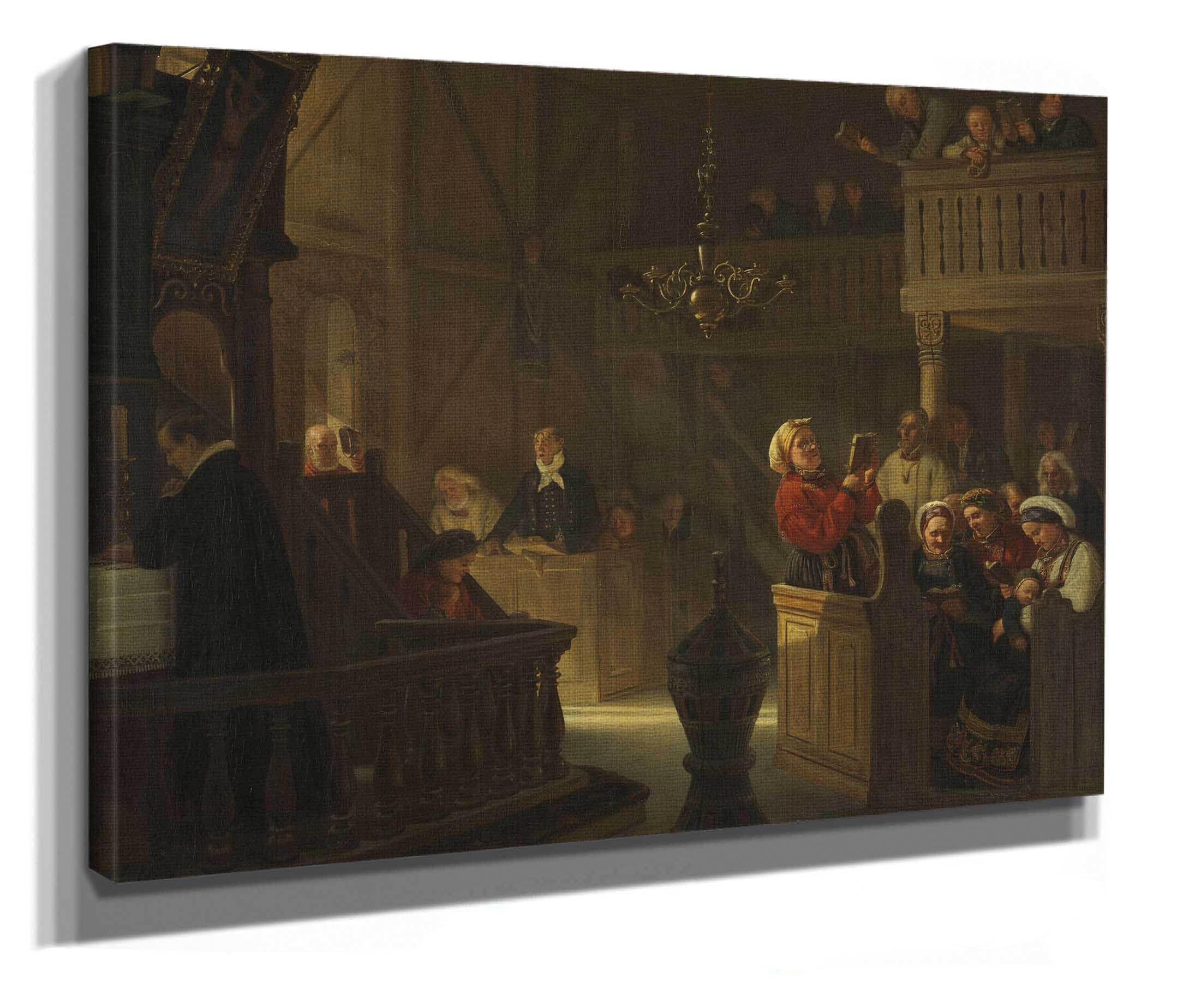 Service In A Norwegian Country Church by Adolph Tidemand - Image 2